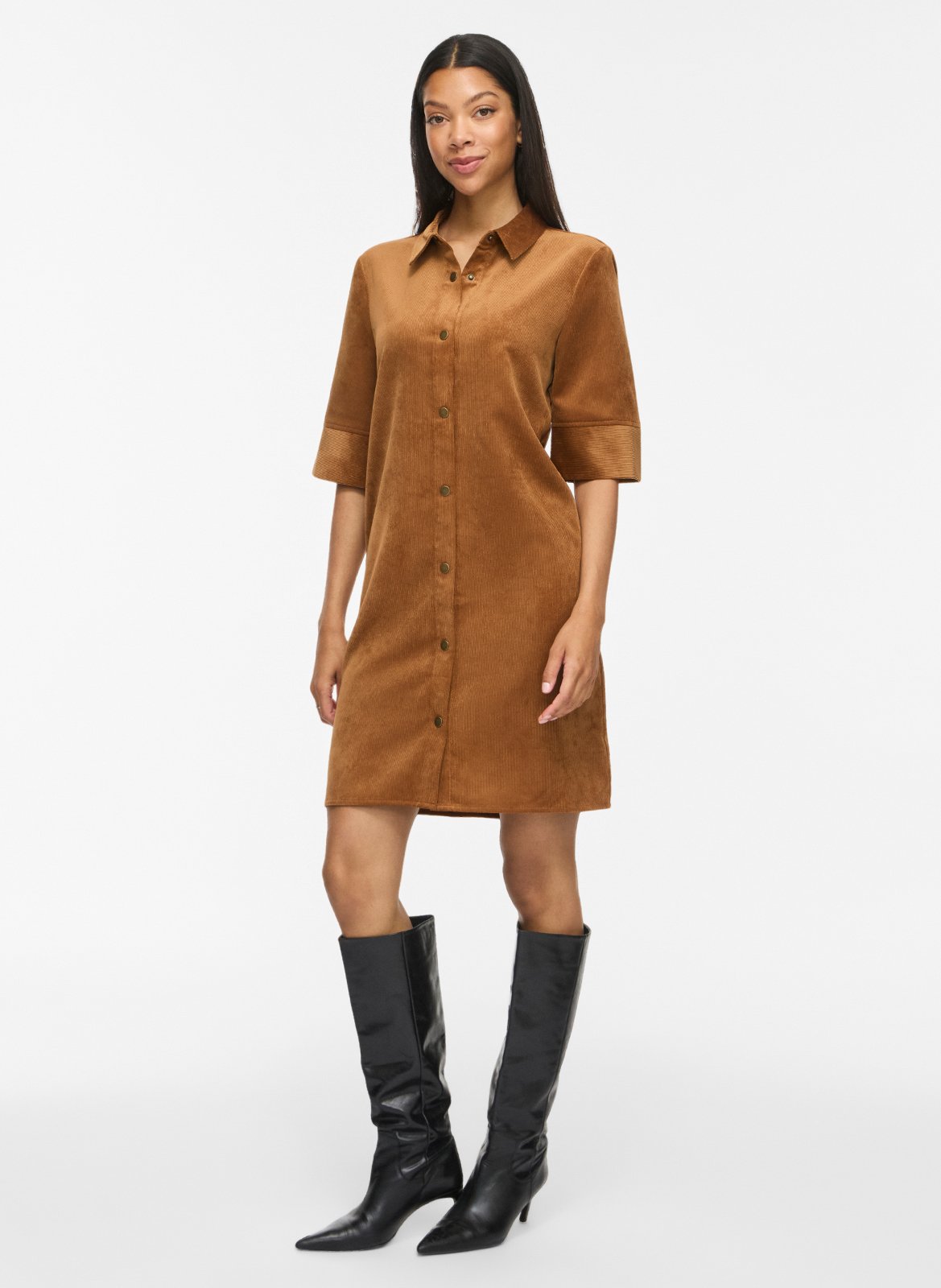 Kurzes Cordkleid VILA Braun