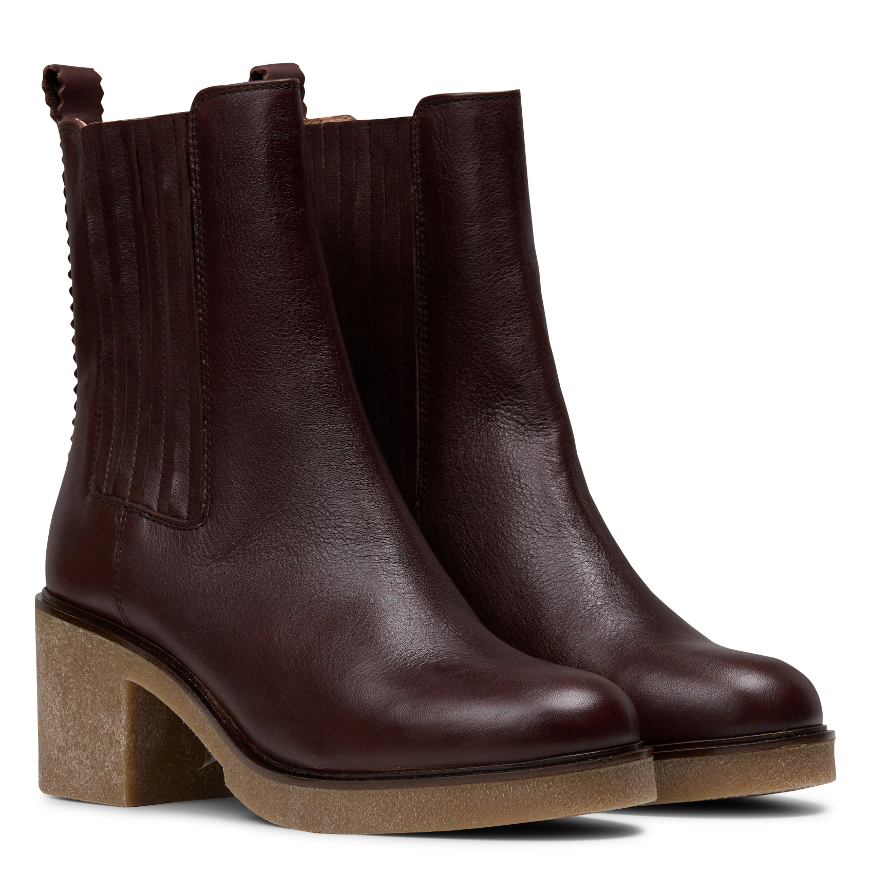 Veloursleder-Stiefeletten mit Absatz | Braun MELLOW YELLOW Damen