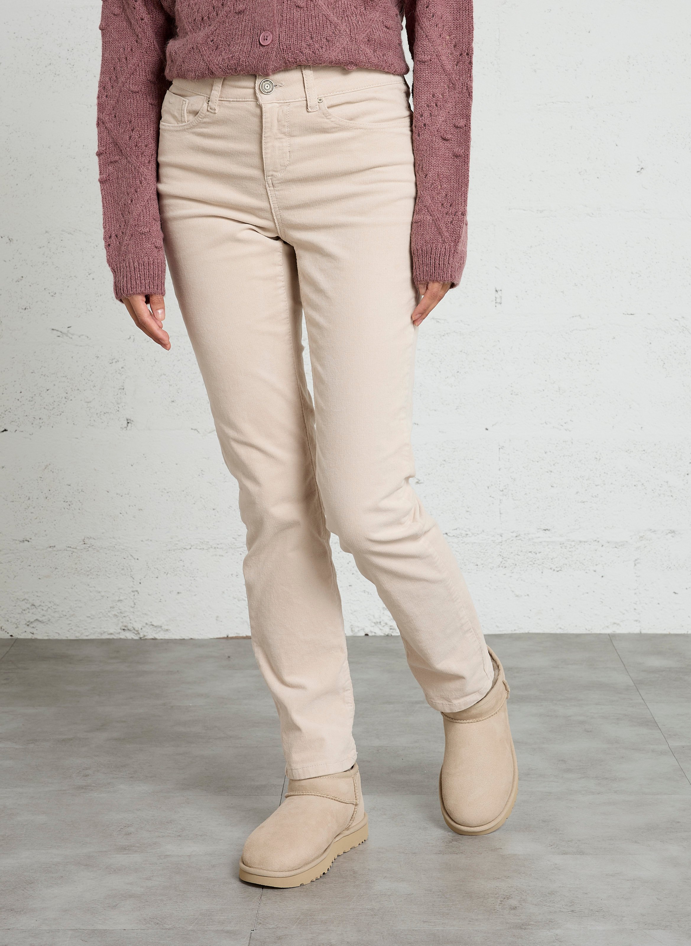 Slim-fit broek van katoenvelours met stretch SUD EXPRESS