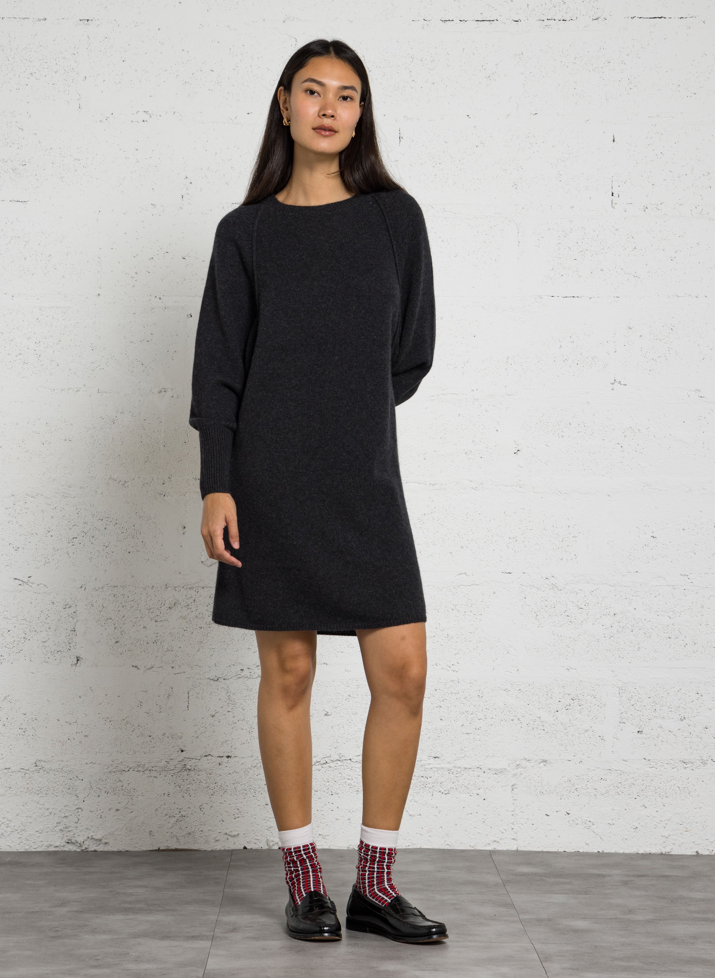 Robe pull droite en cachemire MAISON 123 Gris