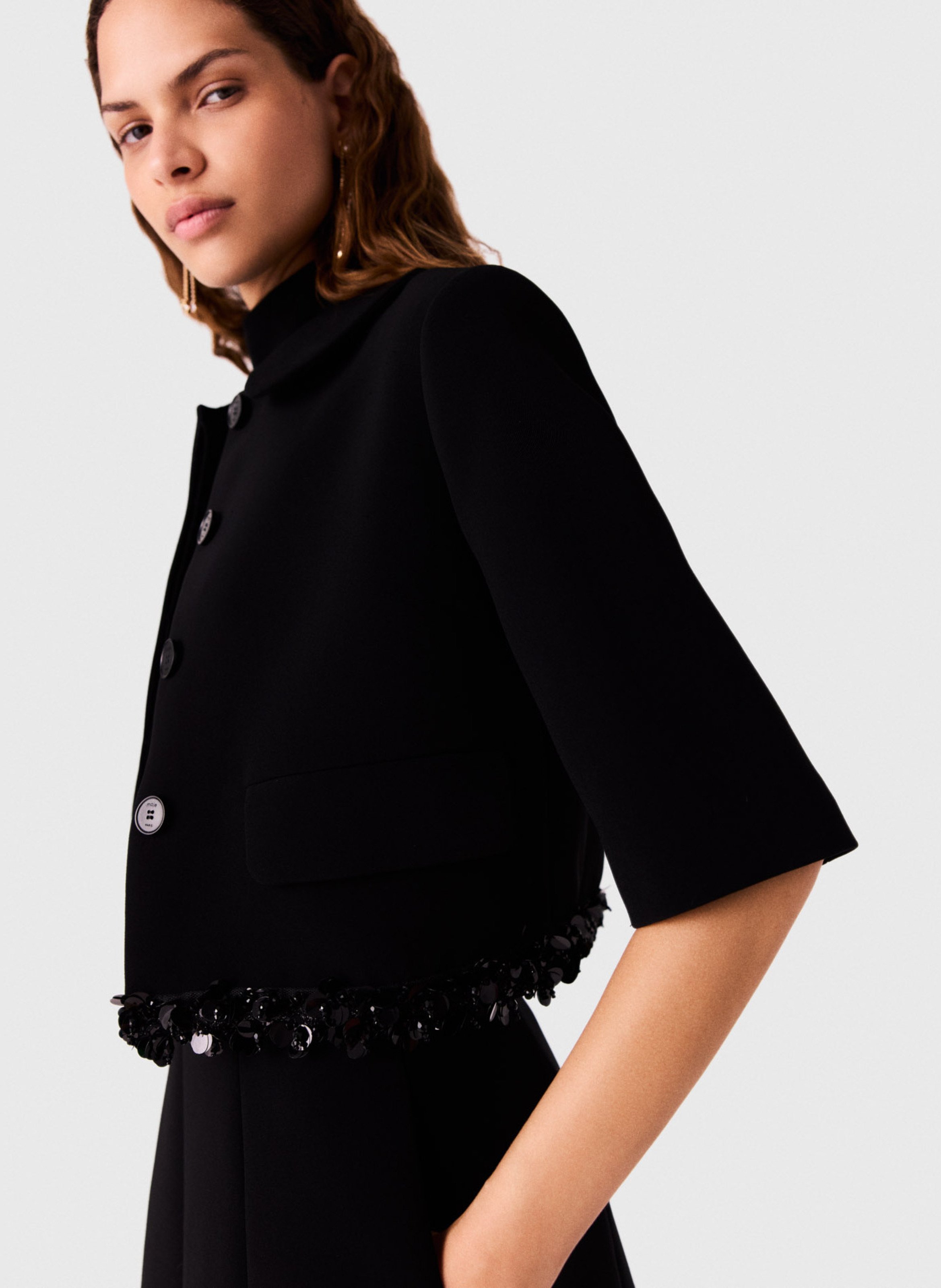 Veste courte boutonnée MAJE Noir