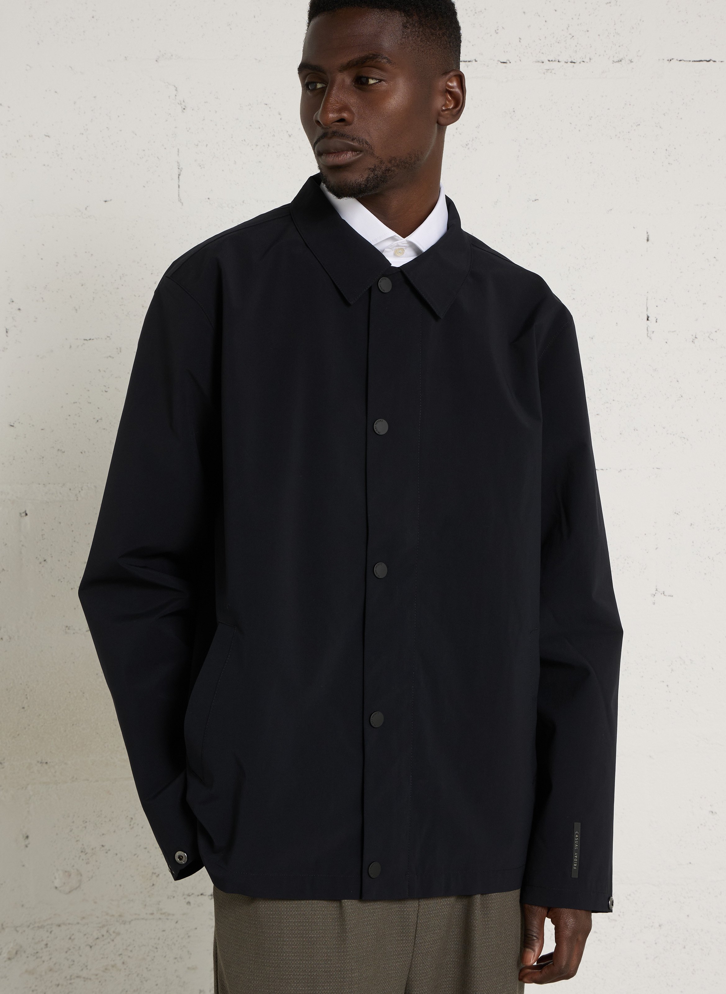 Loose zip-up jacket in a solid color CASUAL FRIDAY Blue