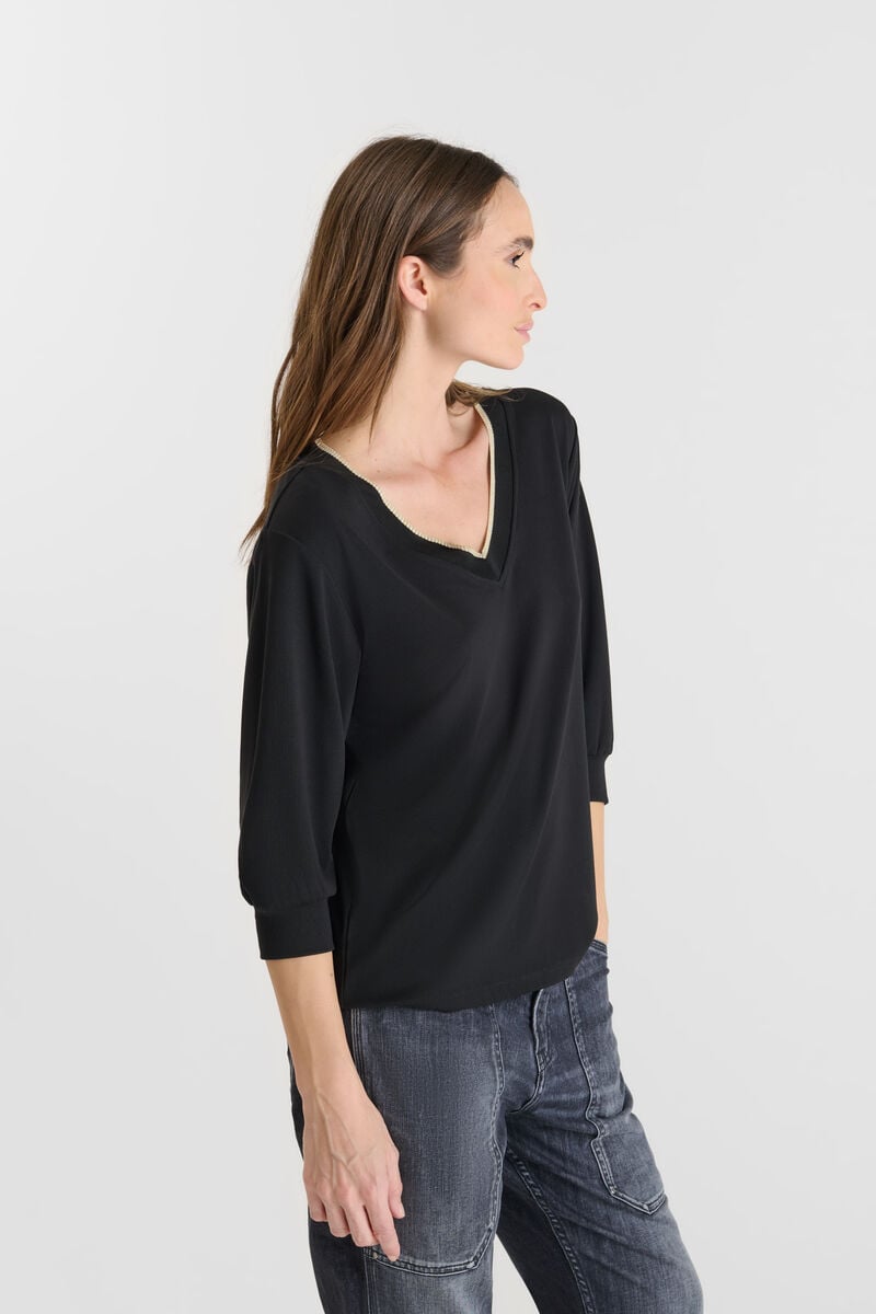 V-neck T-shirt LE TEMPS DES CERISES Black