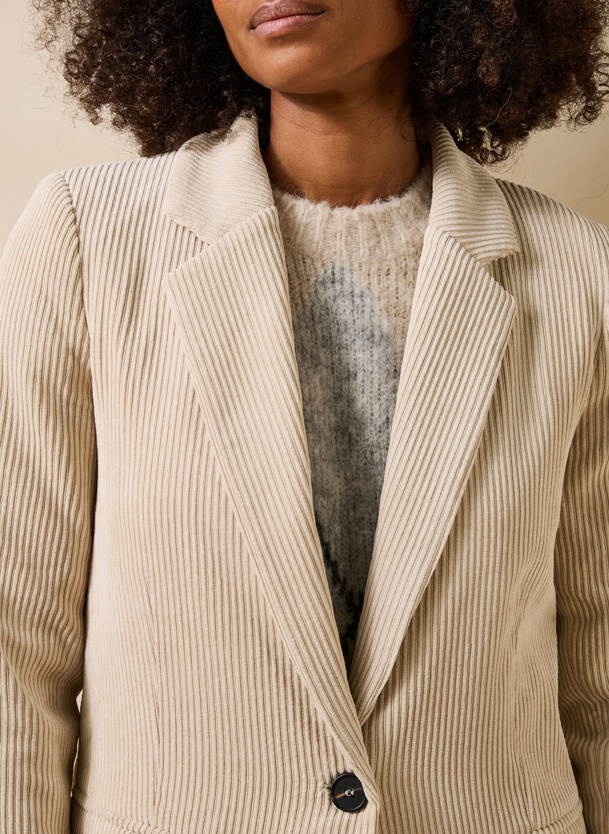 Straight corduroy tailored jacket | Beige LA FEE MARABOUTEE Women