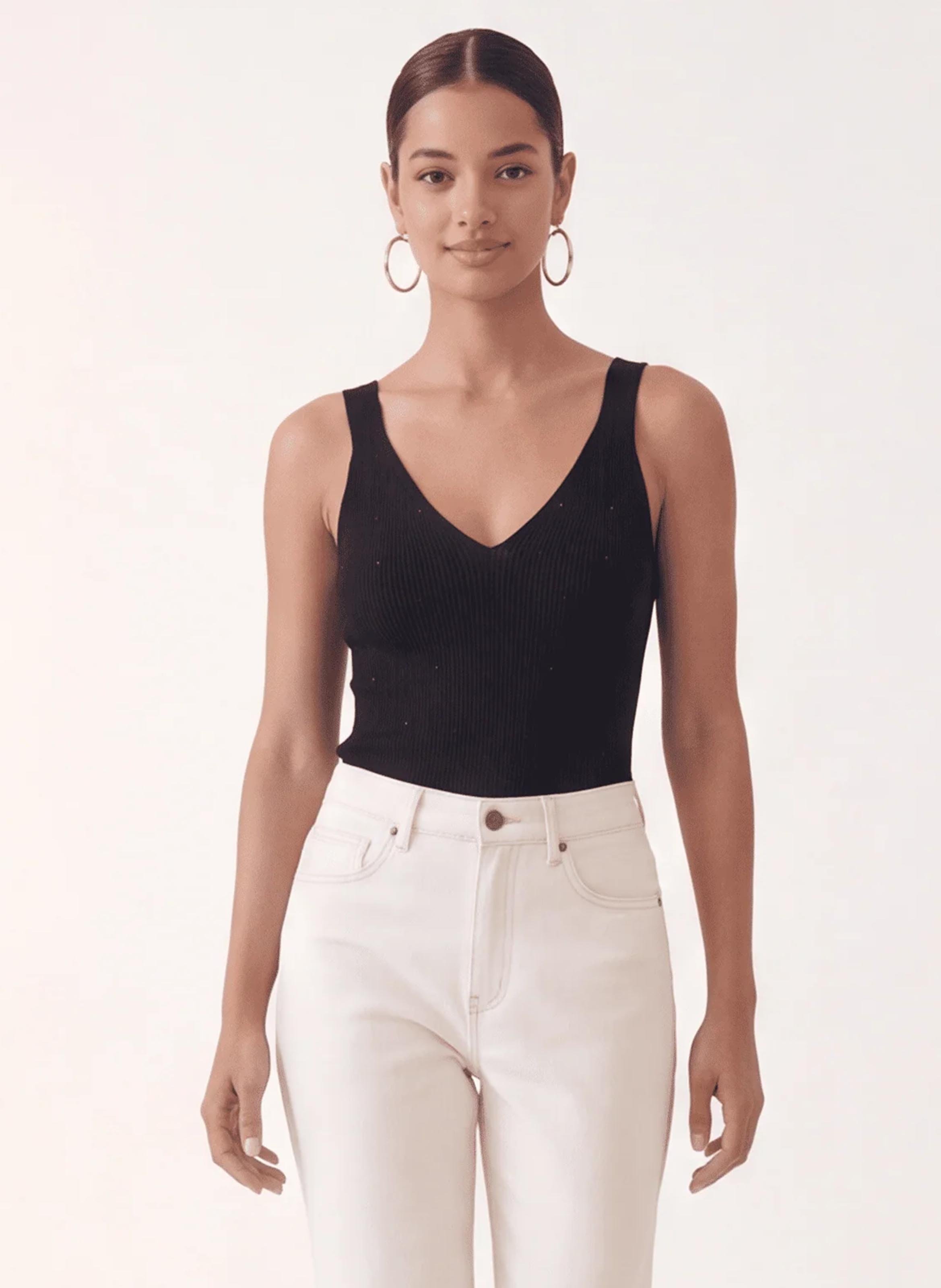 Tanktop met V-hals en strasssteentjes KOOKAI