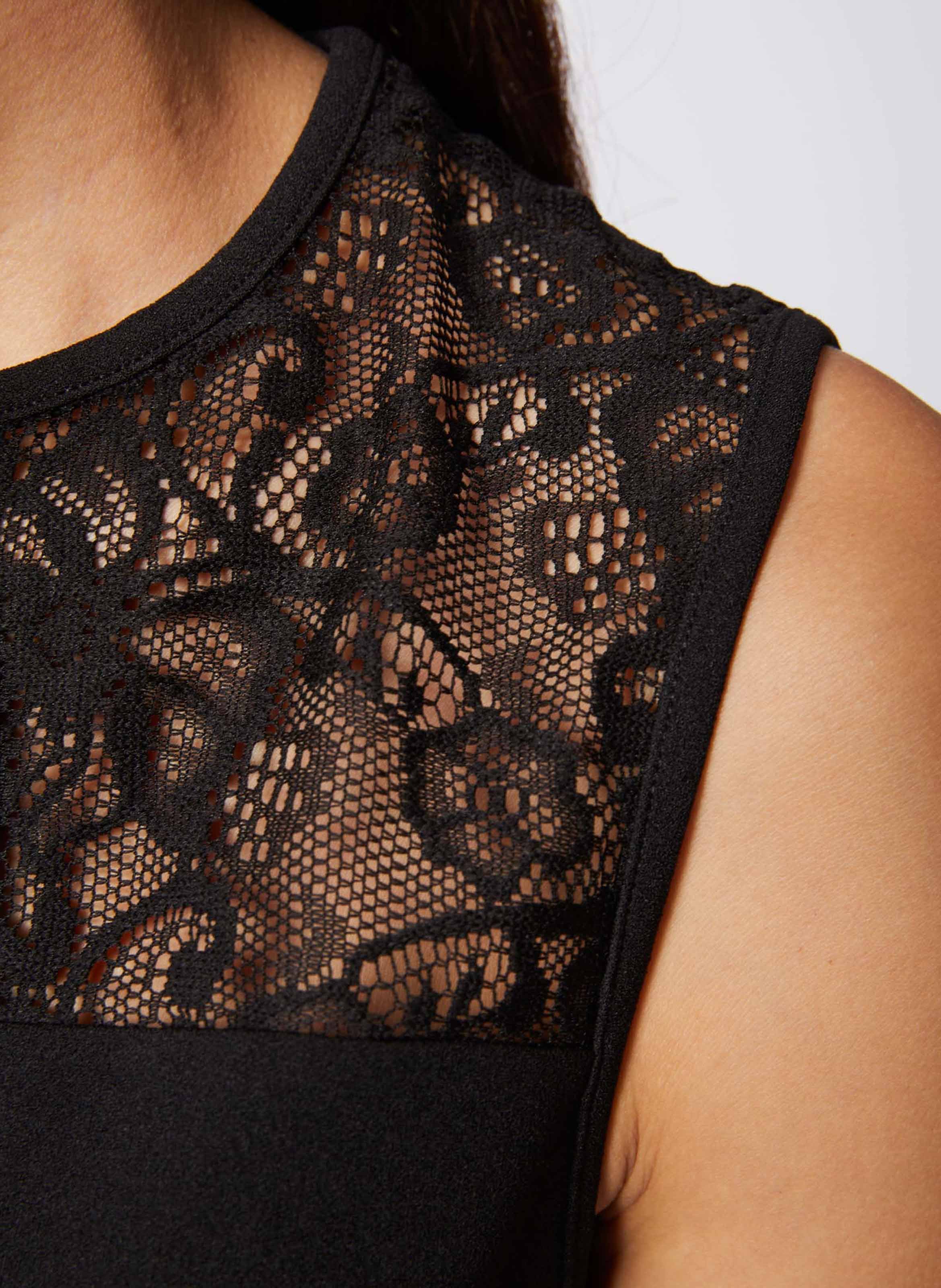 Ärmelloses Rundhals-Top mit Spitze MORGAN Schwarz