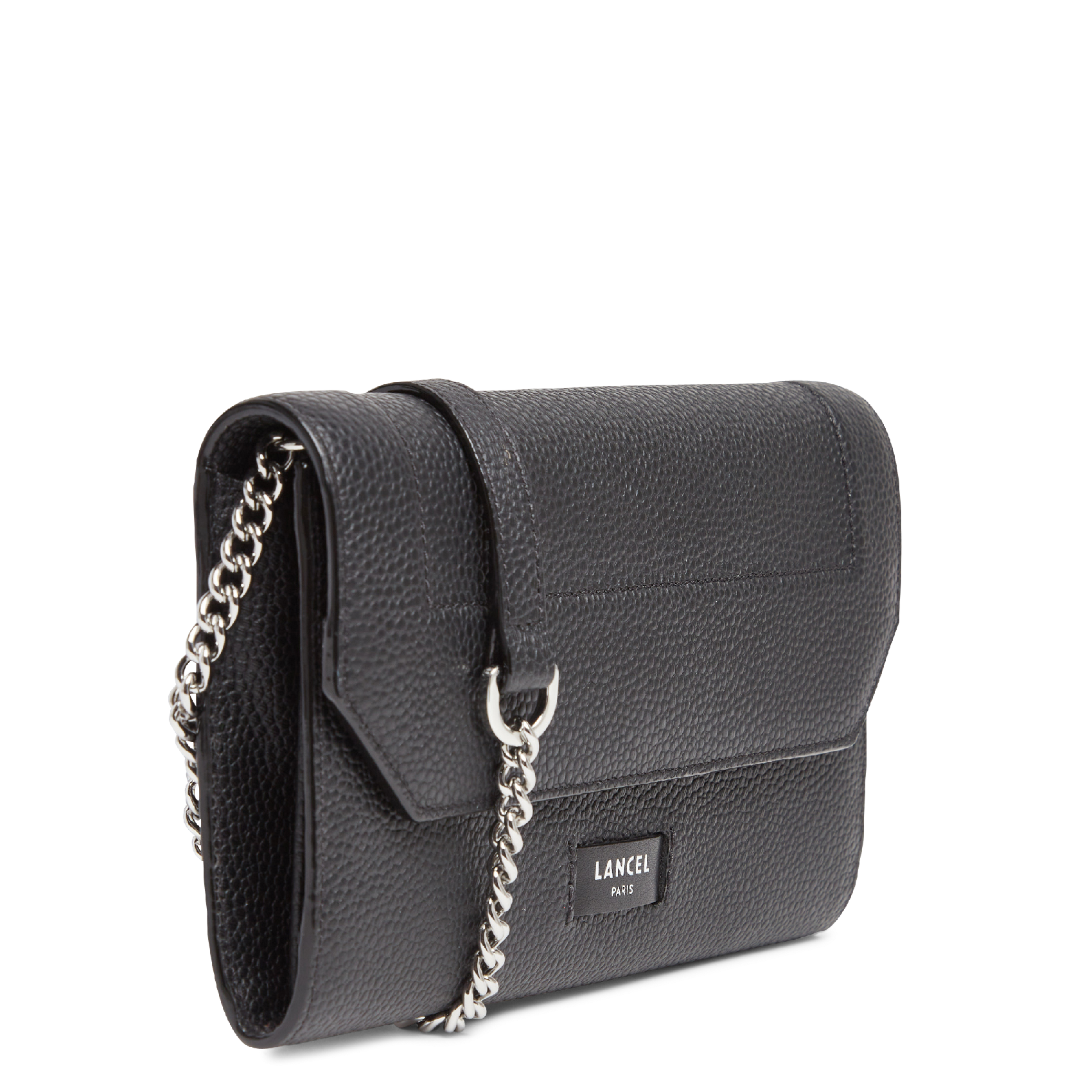 Portefeuille chaîne en cuir de vachette grainé LANCEL Noir