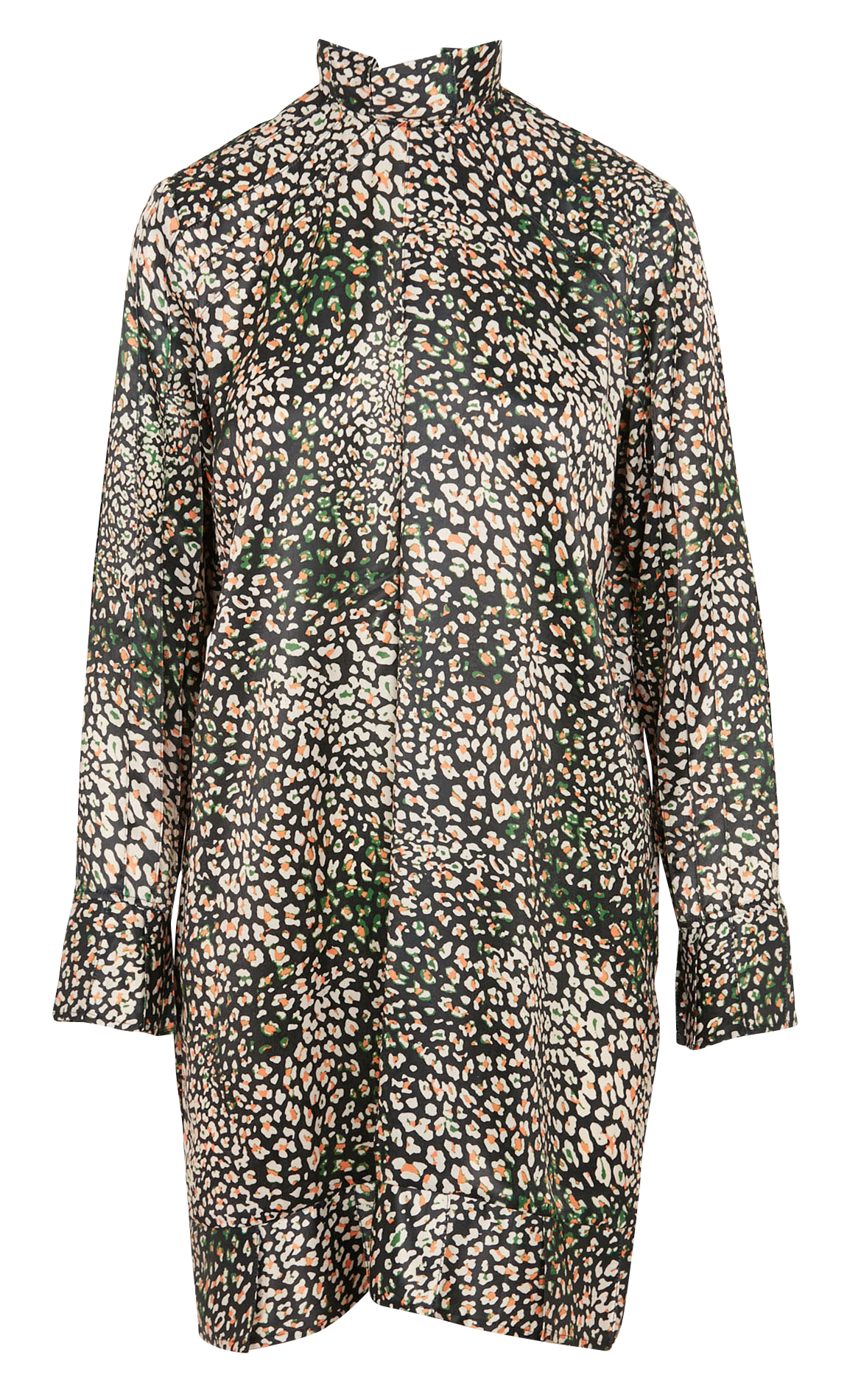 Short loose-fit leopard print dress with high neck HEIMSTONE Multicolored