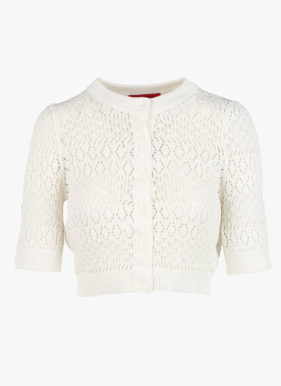 Maglione a maniche corte traforato in cotone Bianco Max&Co