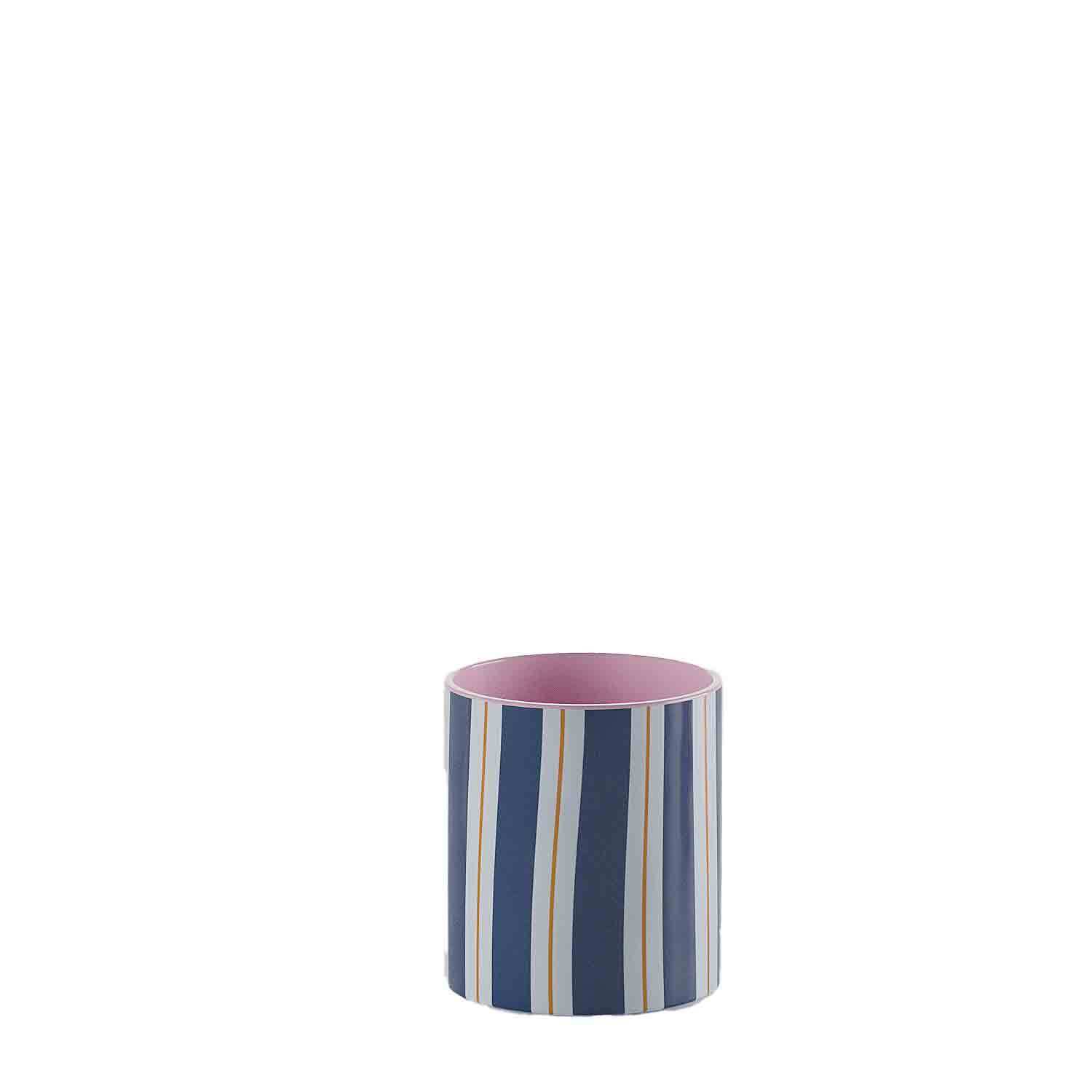 Small cylindrical striped vase POTIRON PARIS Blue