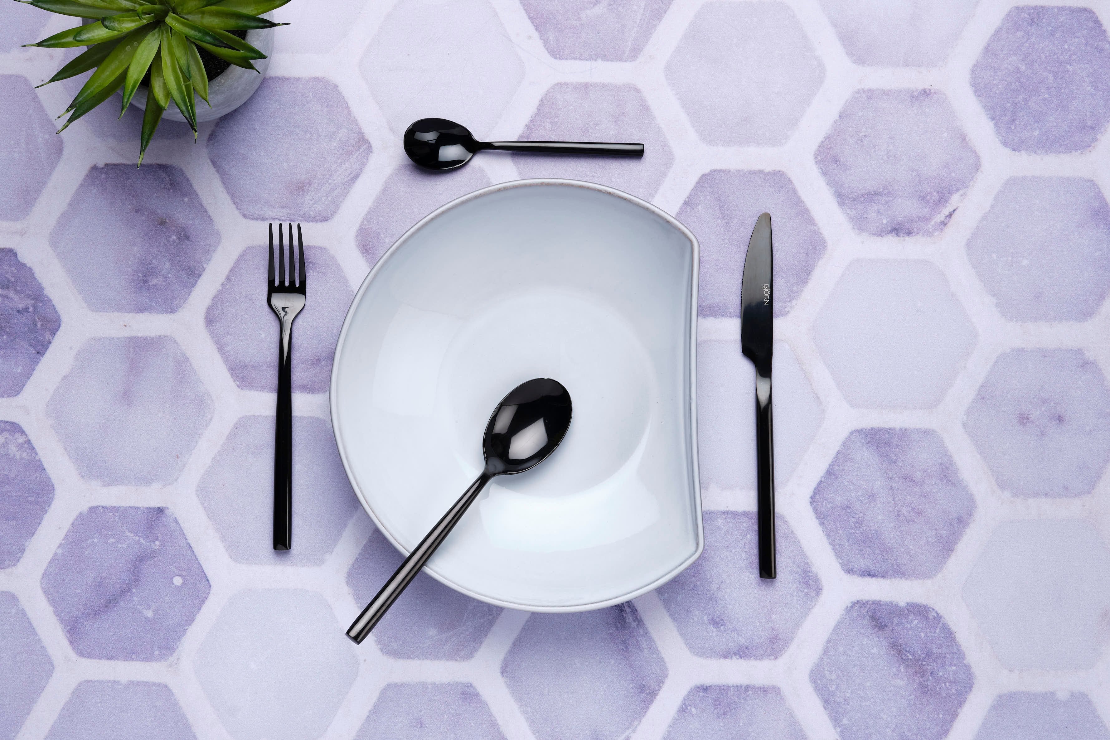 Set of 6 Nils teaspoons - silver BJORN Black