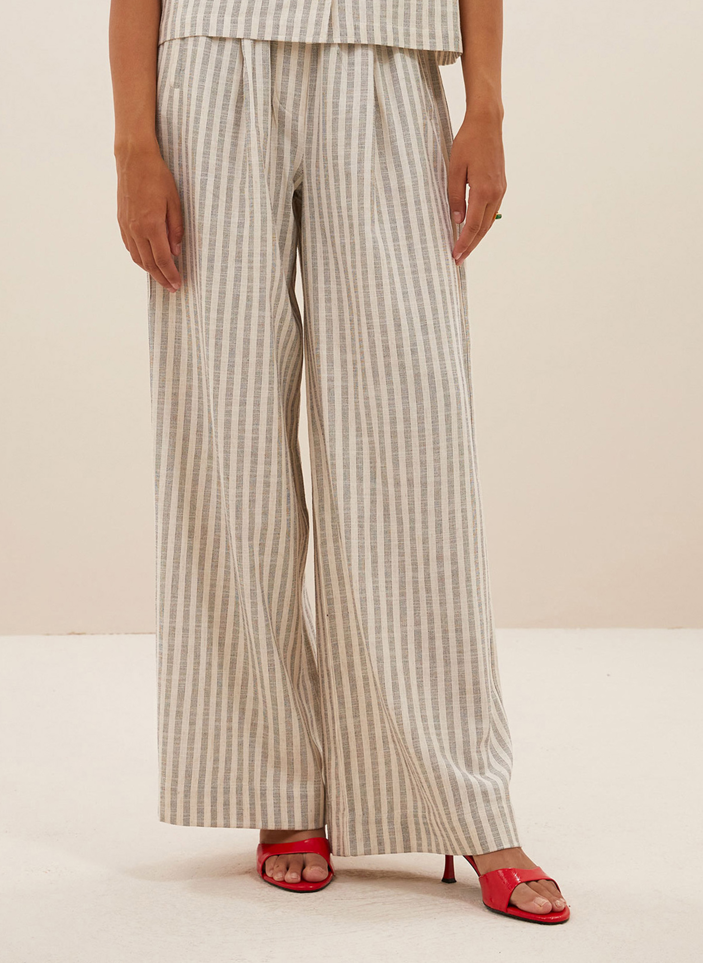 Striped wide-leg pants BY BAR Beige