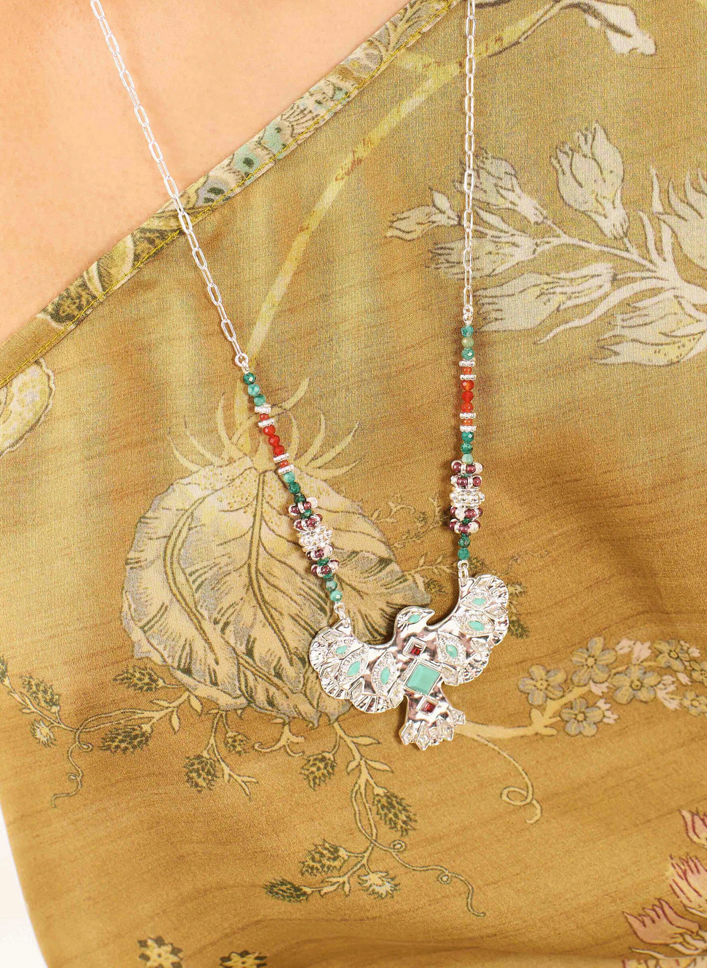 Long necklace with central cabochon HIPANEMA Silver