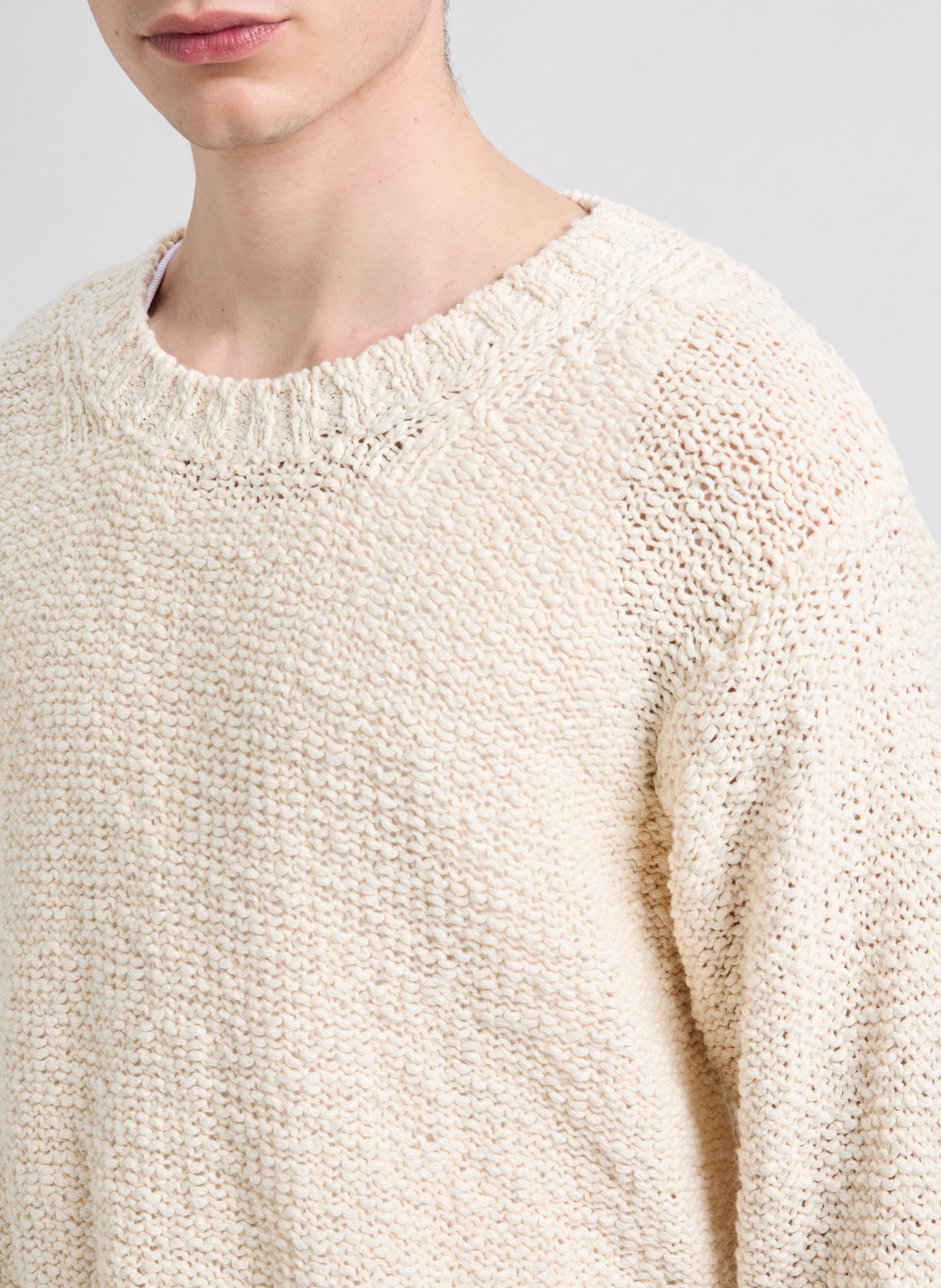 Round neck cotton sweater SAISON 1865 Beige