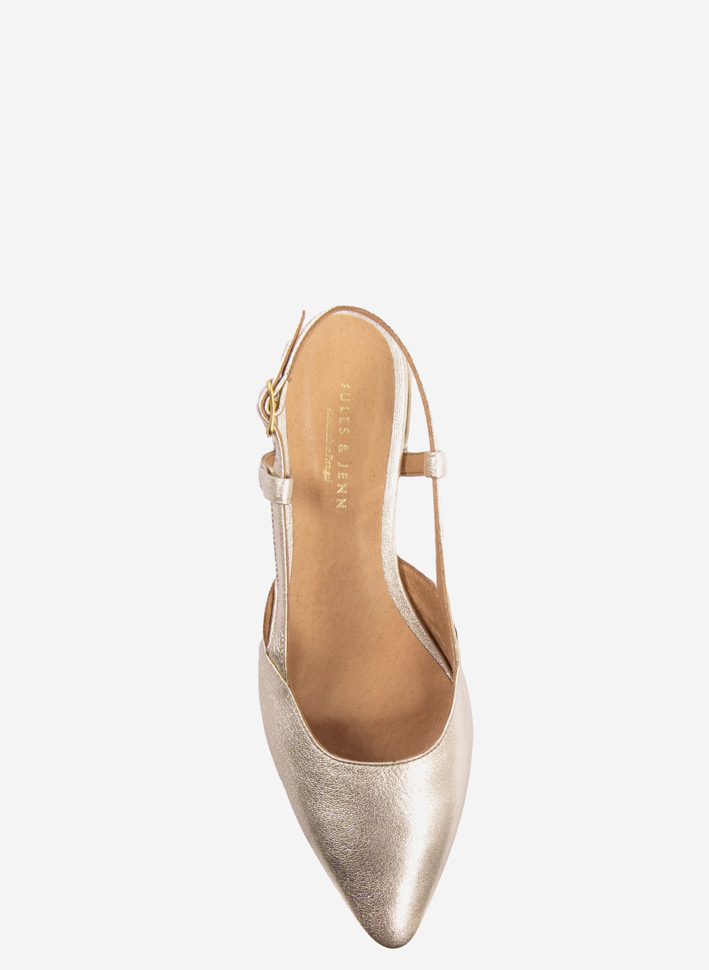 Metallic leather Elise slingback JULES & JENN Golden