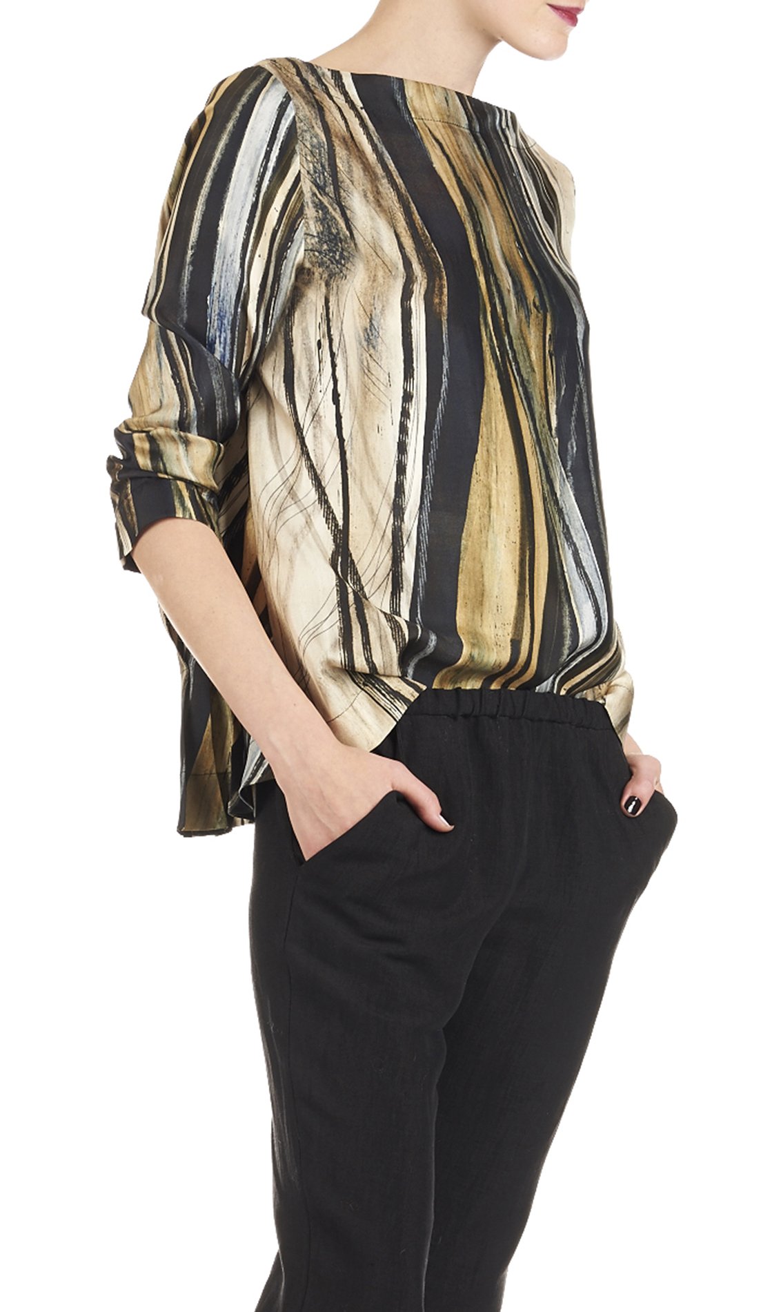 Anna printed silk top MOMONI Green