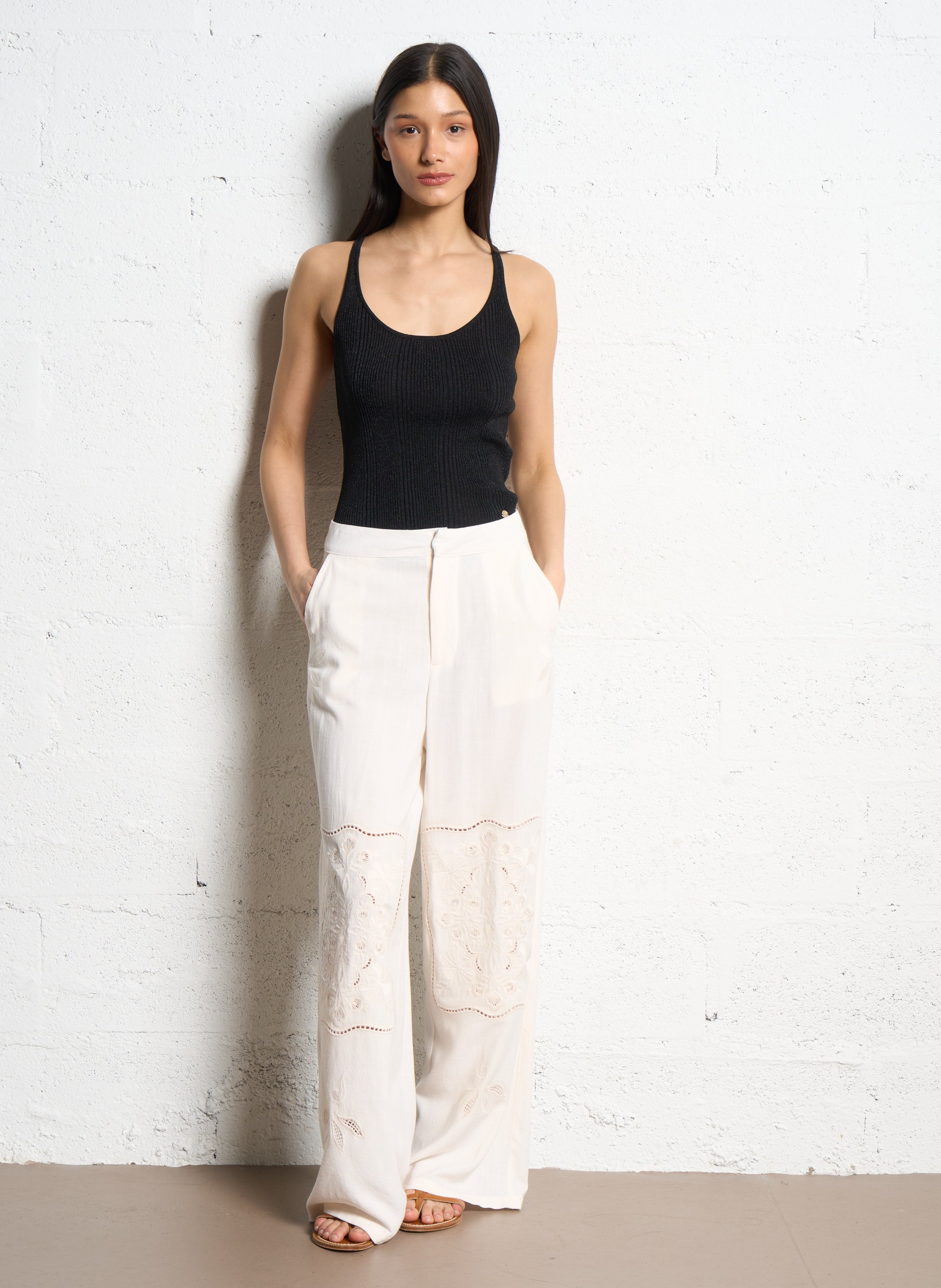 Round-neck glitter tank top LA PETITE ETOILE Black