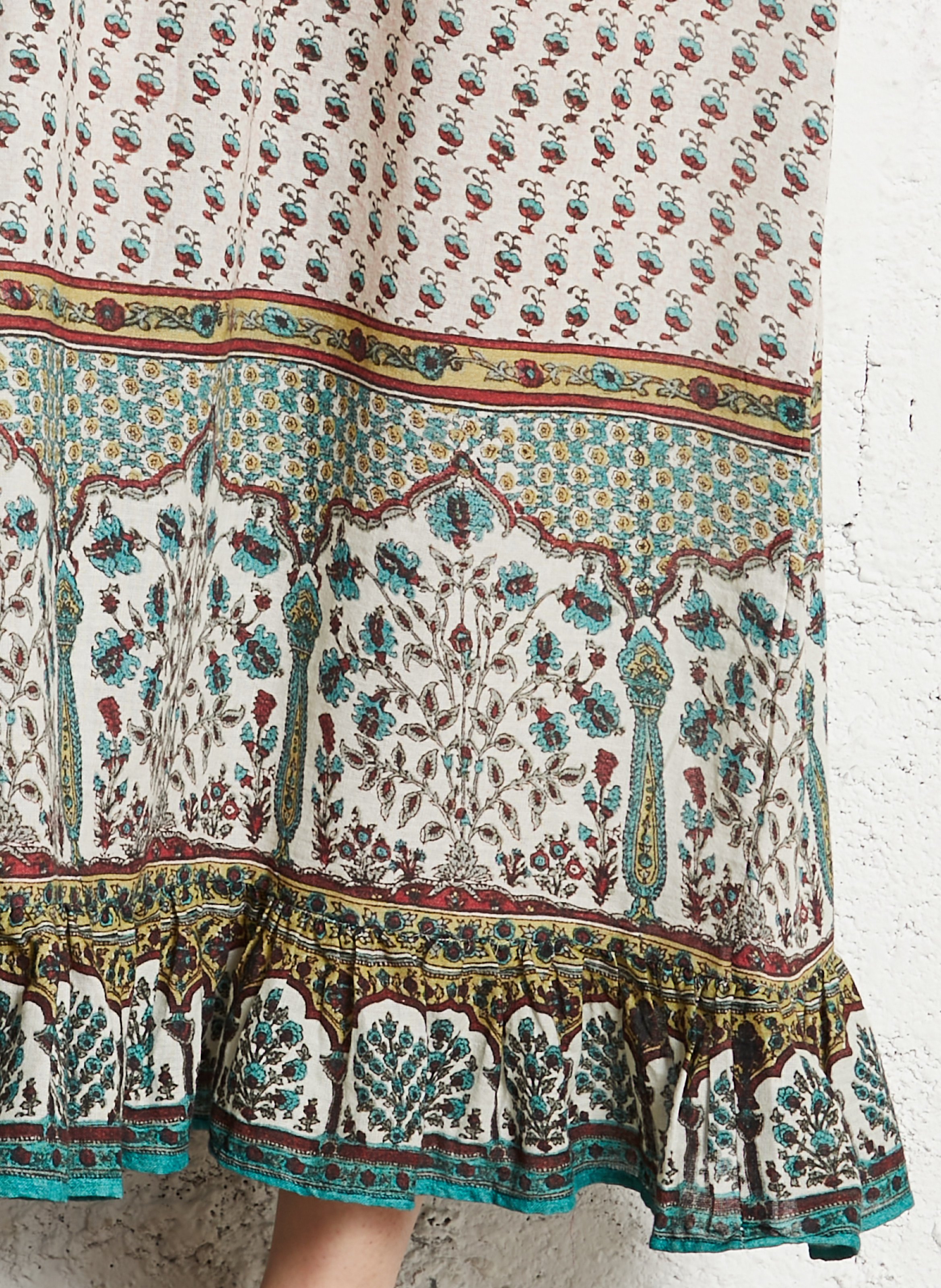 Halflange, strapless jurk van katoen Veelkleurig