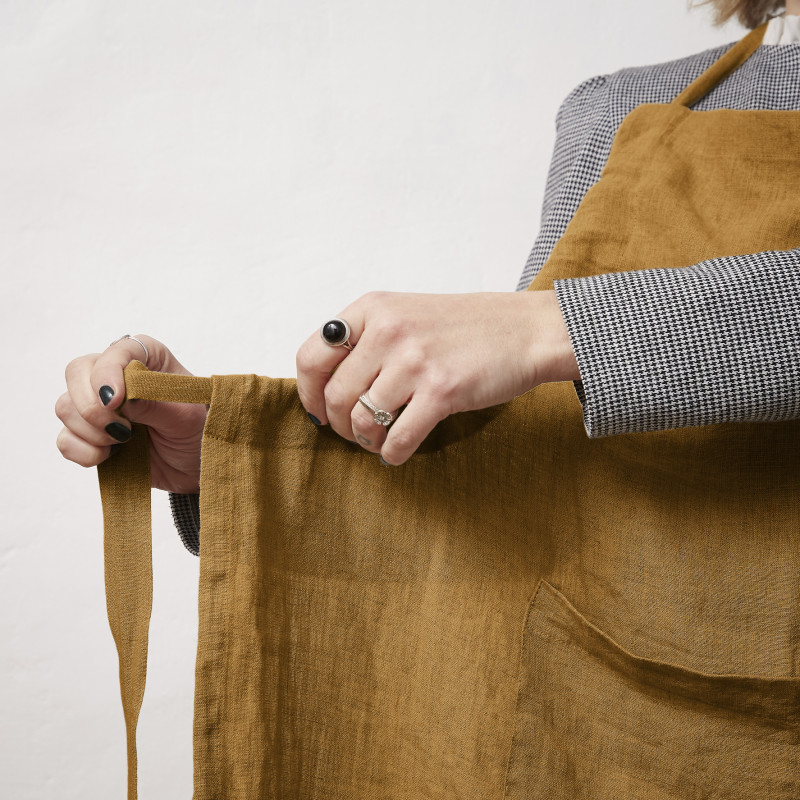 Chef apron in cotton gauze L'EFFET PAPILLON Brown