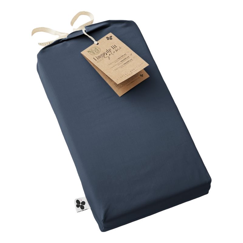 "Fitted sheet "Salomé" bamboo viscose 120 threads/cm² all sizes" L'EFFET PAPILLON Blue