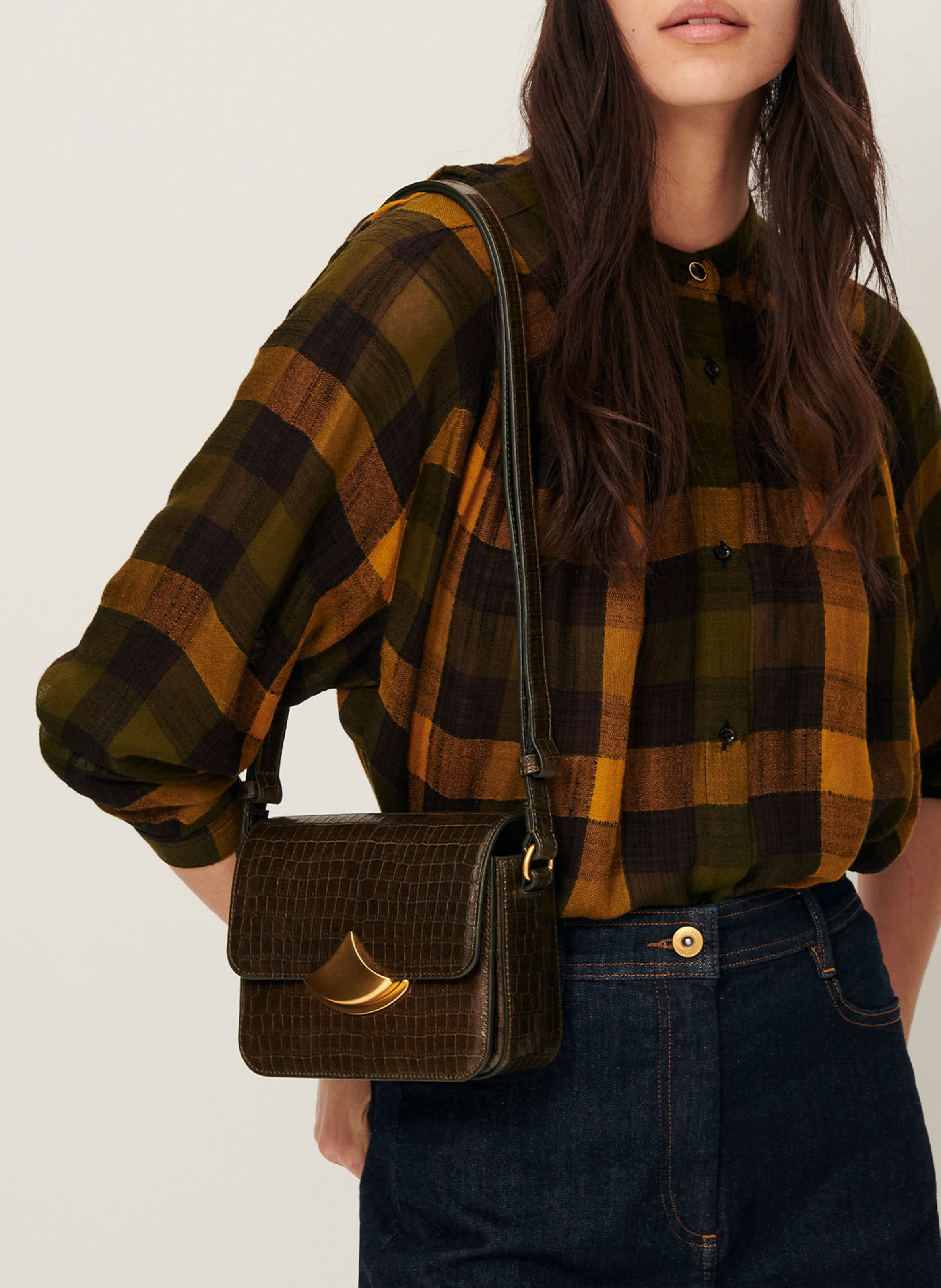 Chemise ample col classque à carreaux SESSUN Kaki