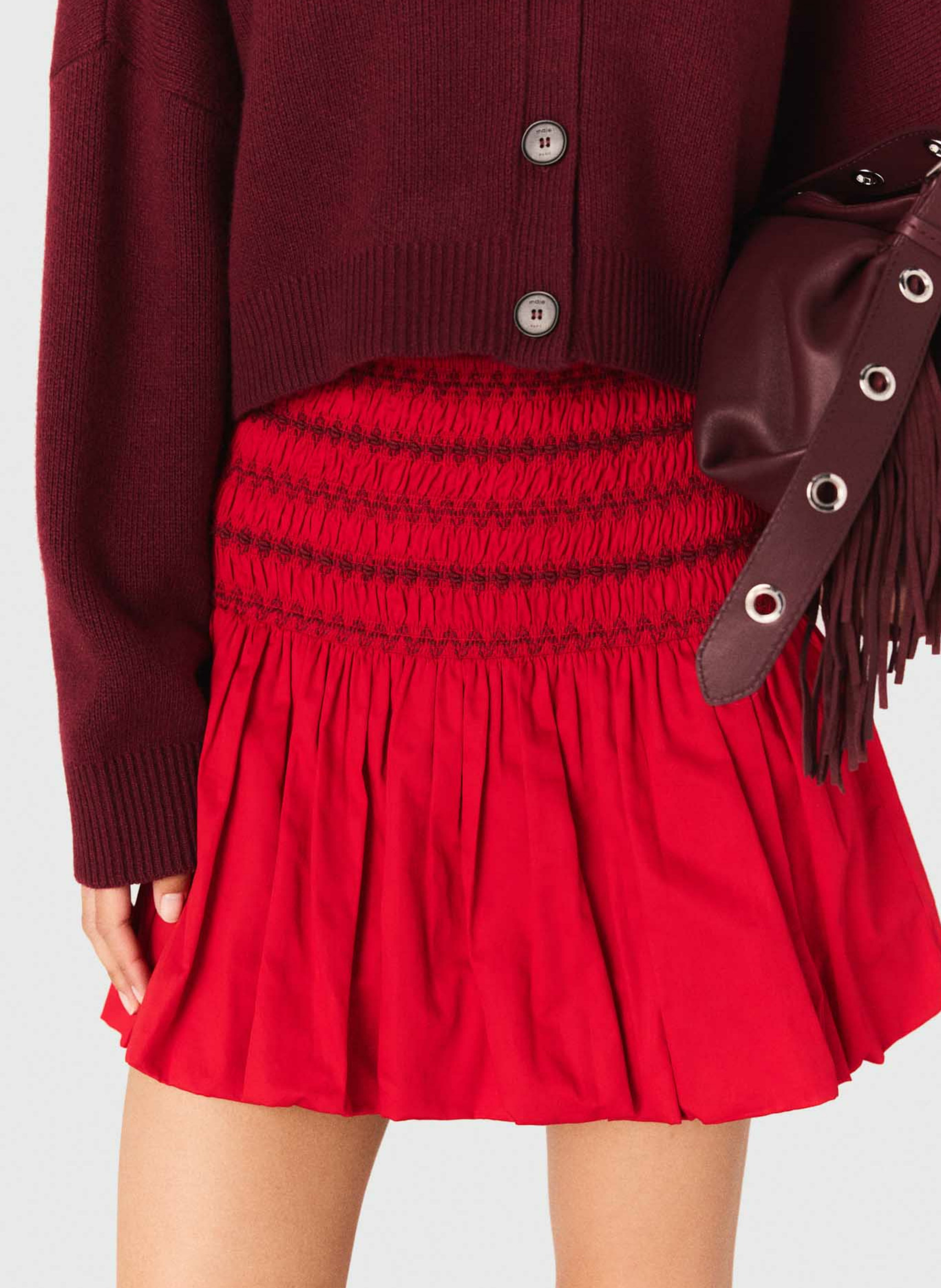 Flared elasticated short skirt Red