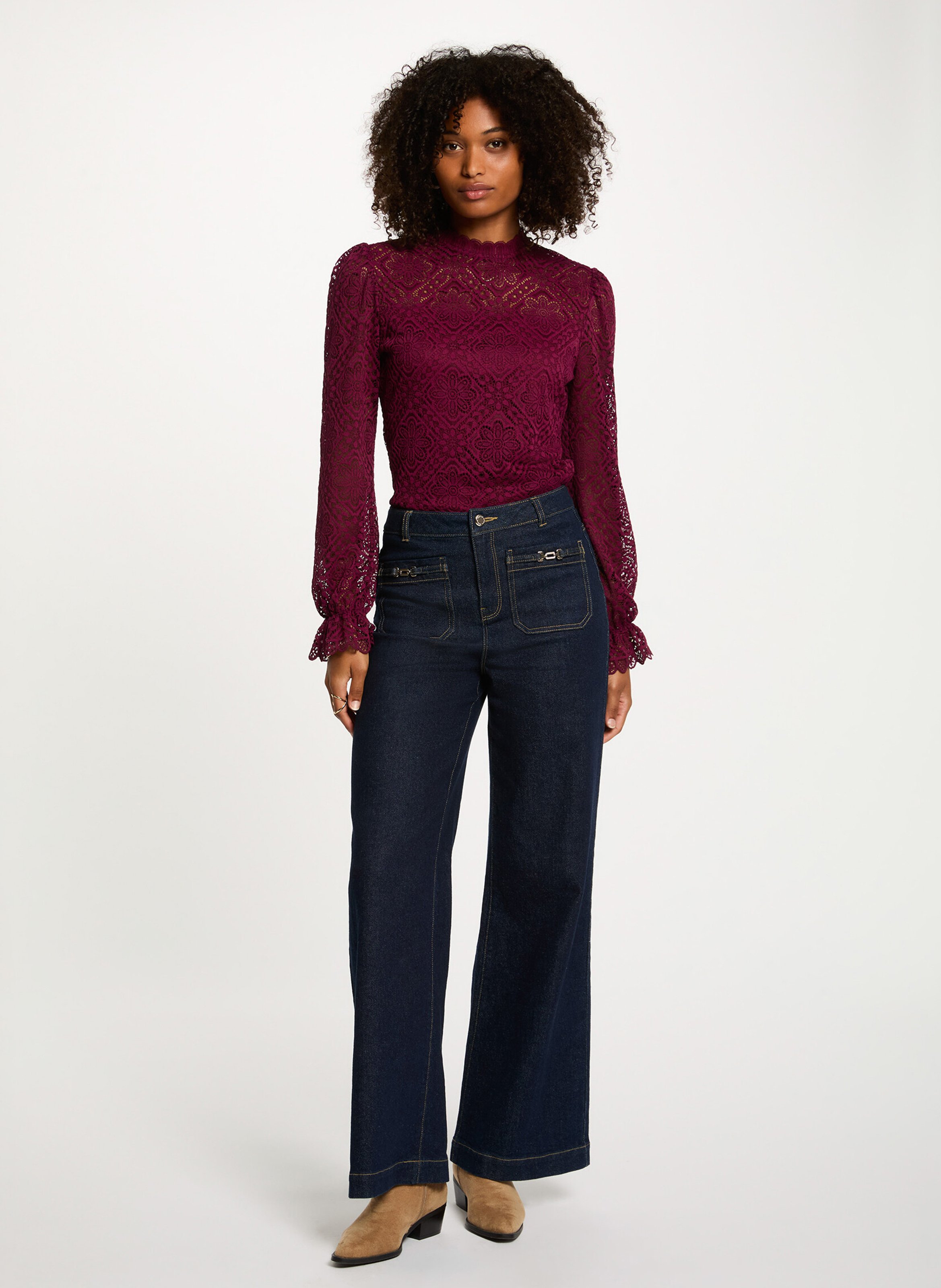 High-neck top MORGAN Purple