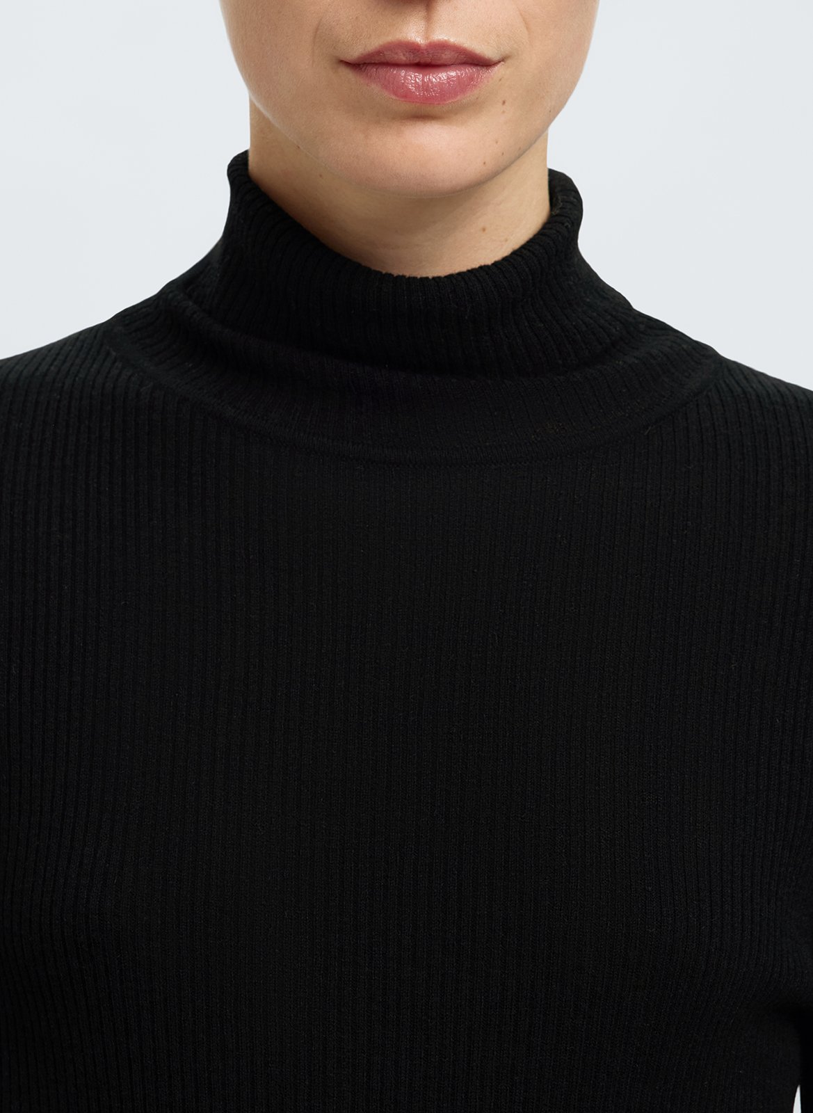 Sous-pull ajusté col roulé en maille SELECTED Noir