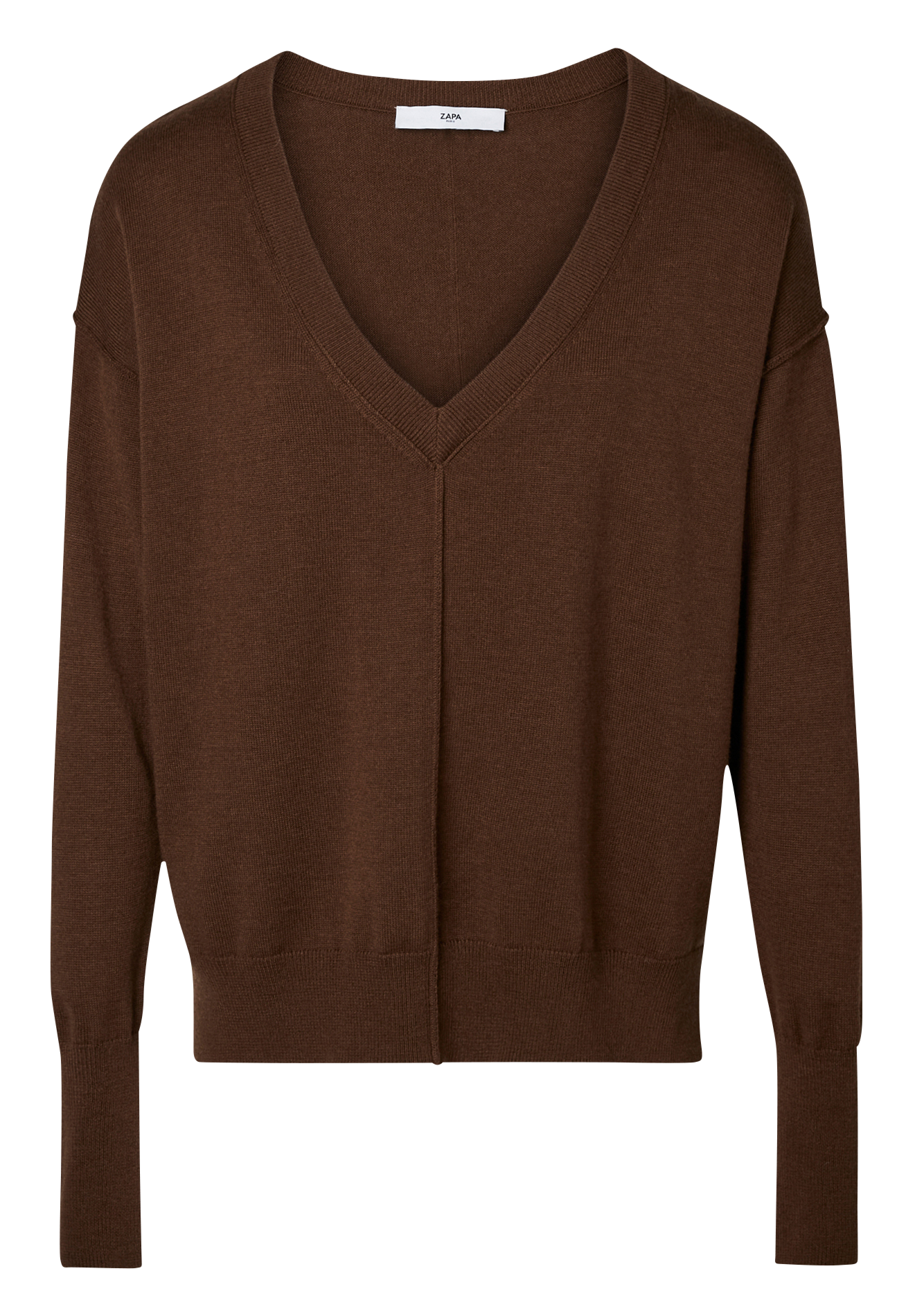 Fitted V-neck sweater ZAPA Brown