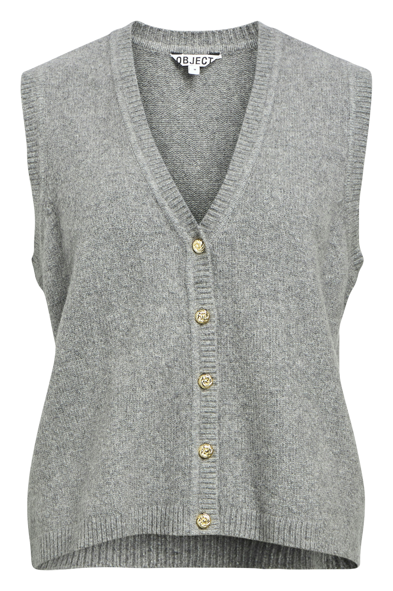 Vest met V-hals in biologisch katoenmengsel OBJECT Grijs