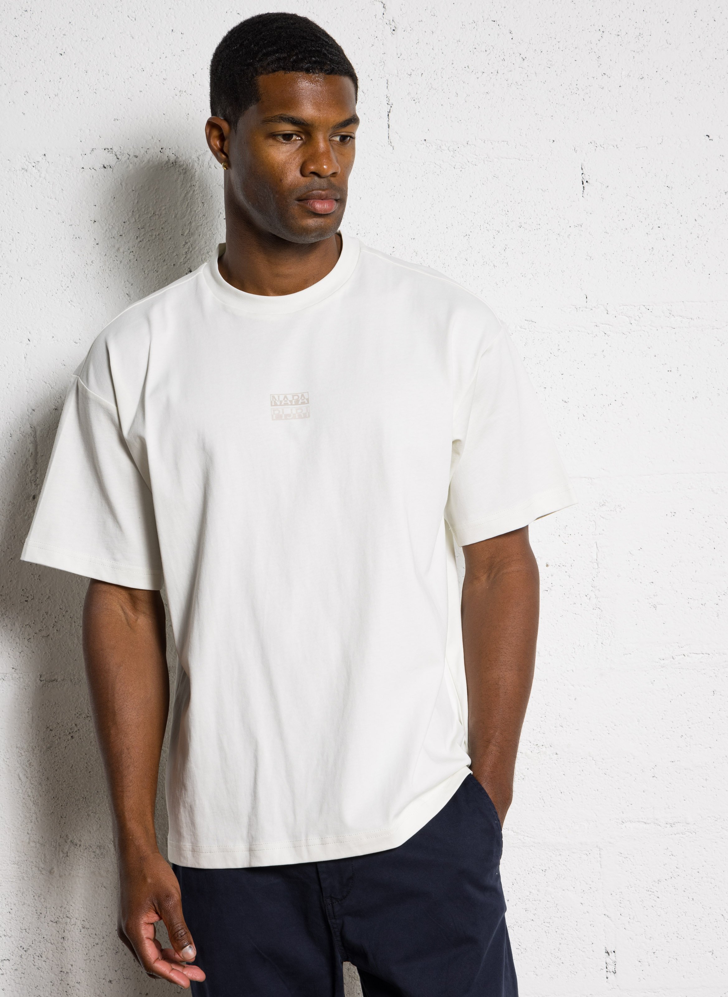 Weites Rundhals-T-Shirt aus bedruckter Baumwolle NAPAPIJRI