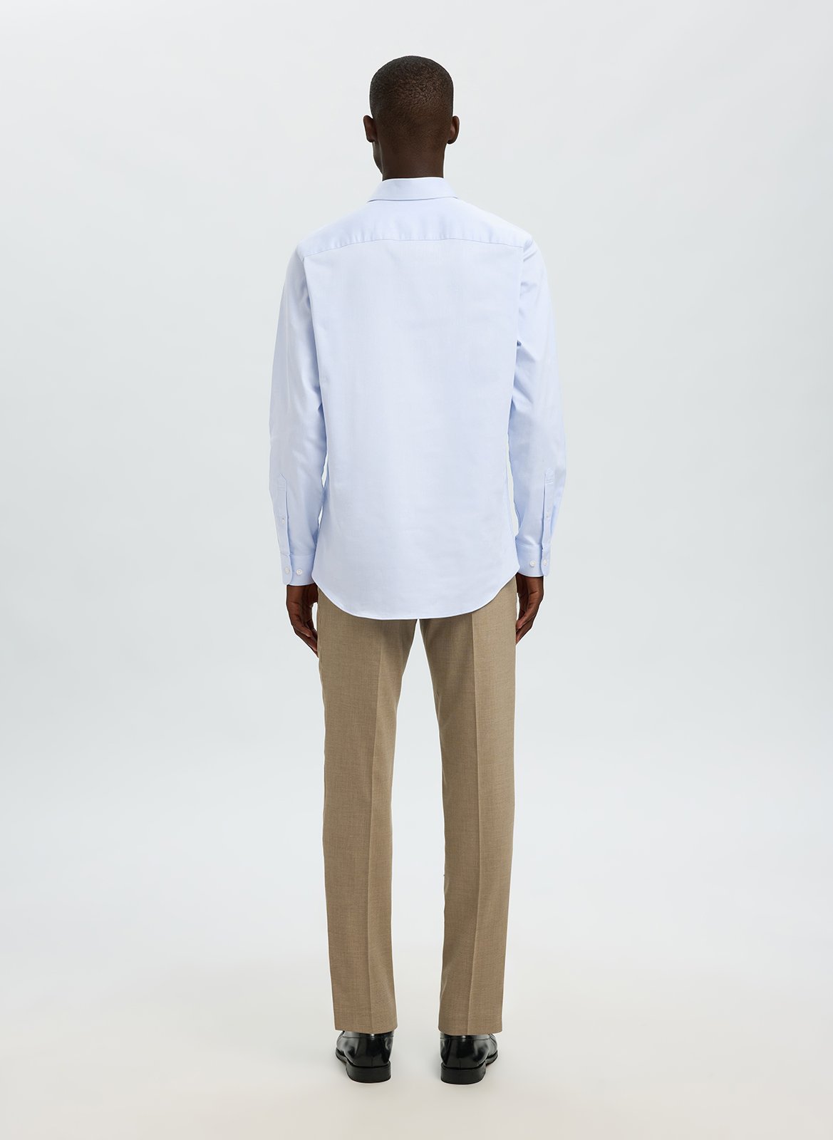 Chemise regular col classique en coton bio mélangé Bleu