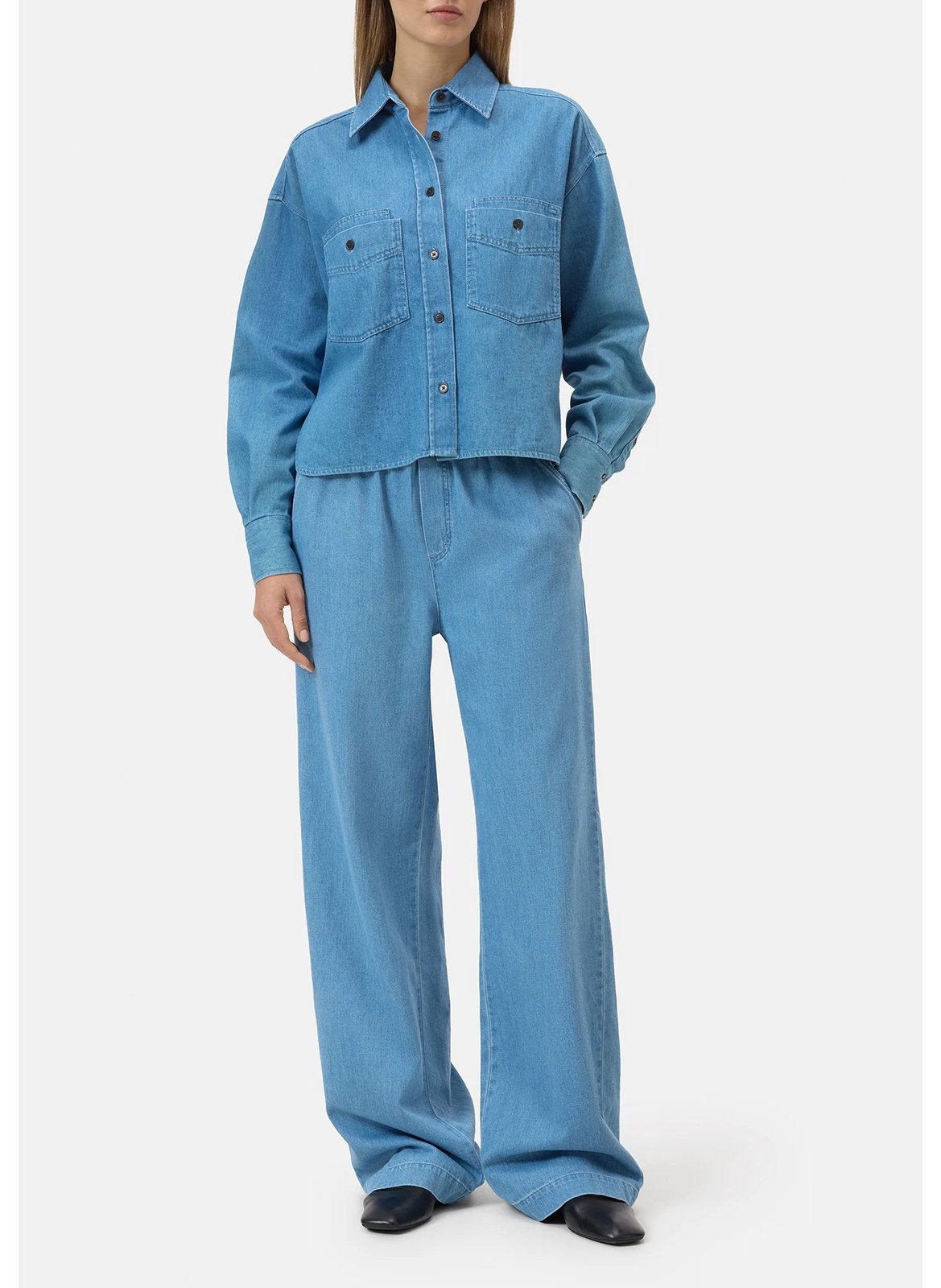 Pantalon large denim en coton bio CLOSED Bleu