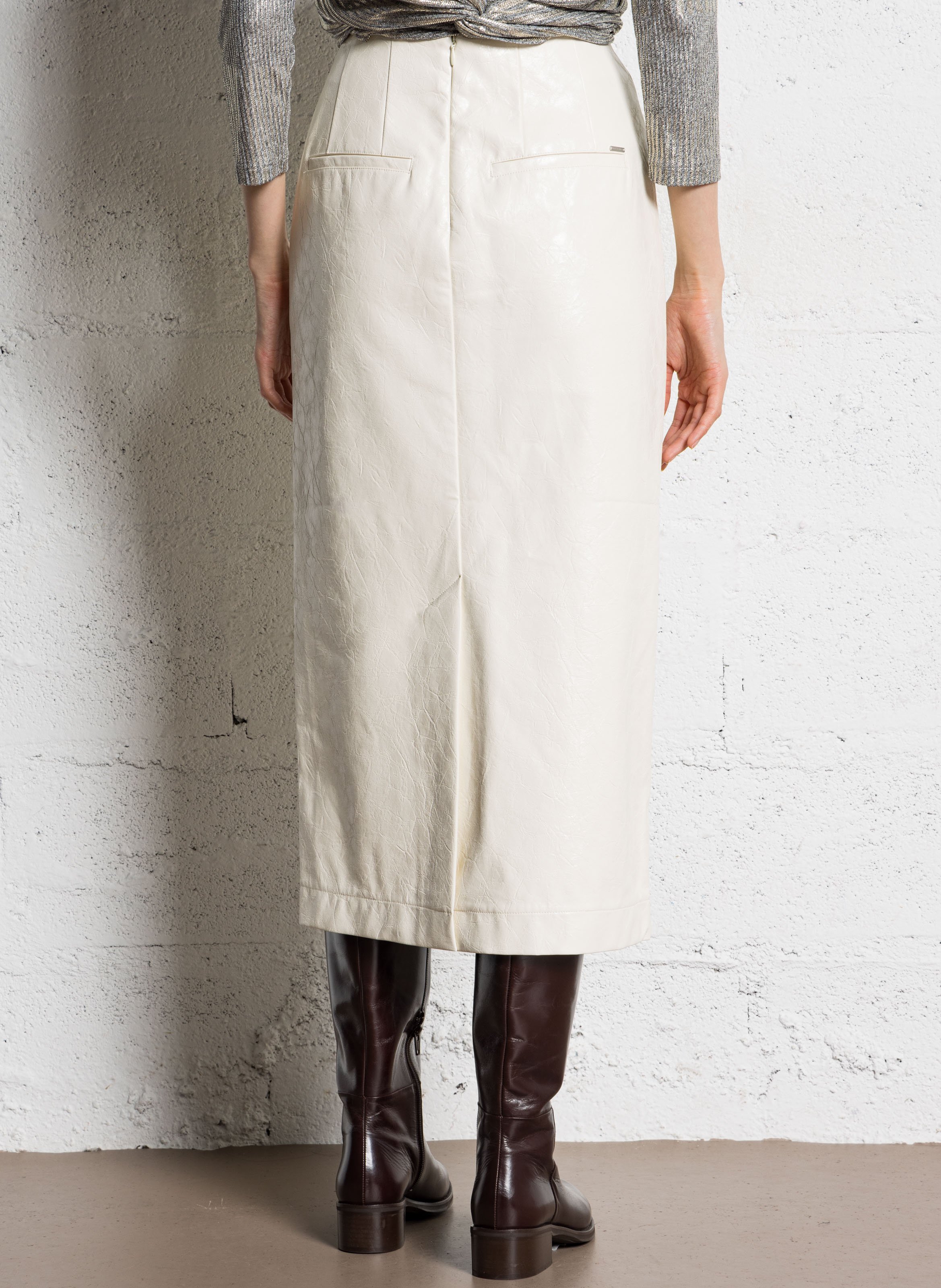 Midi-Bleistiftrock in Leder-Optik IKKS Weiss