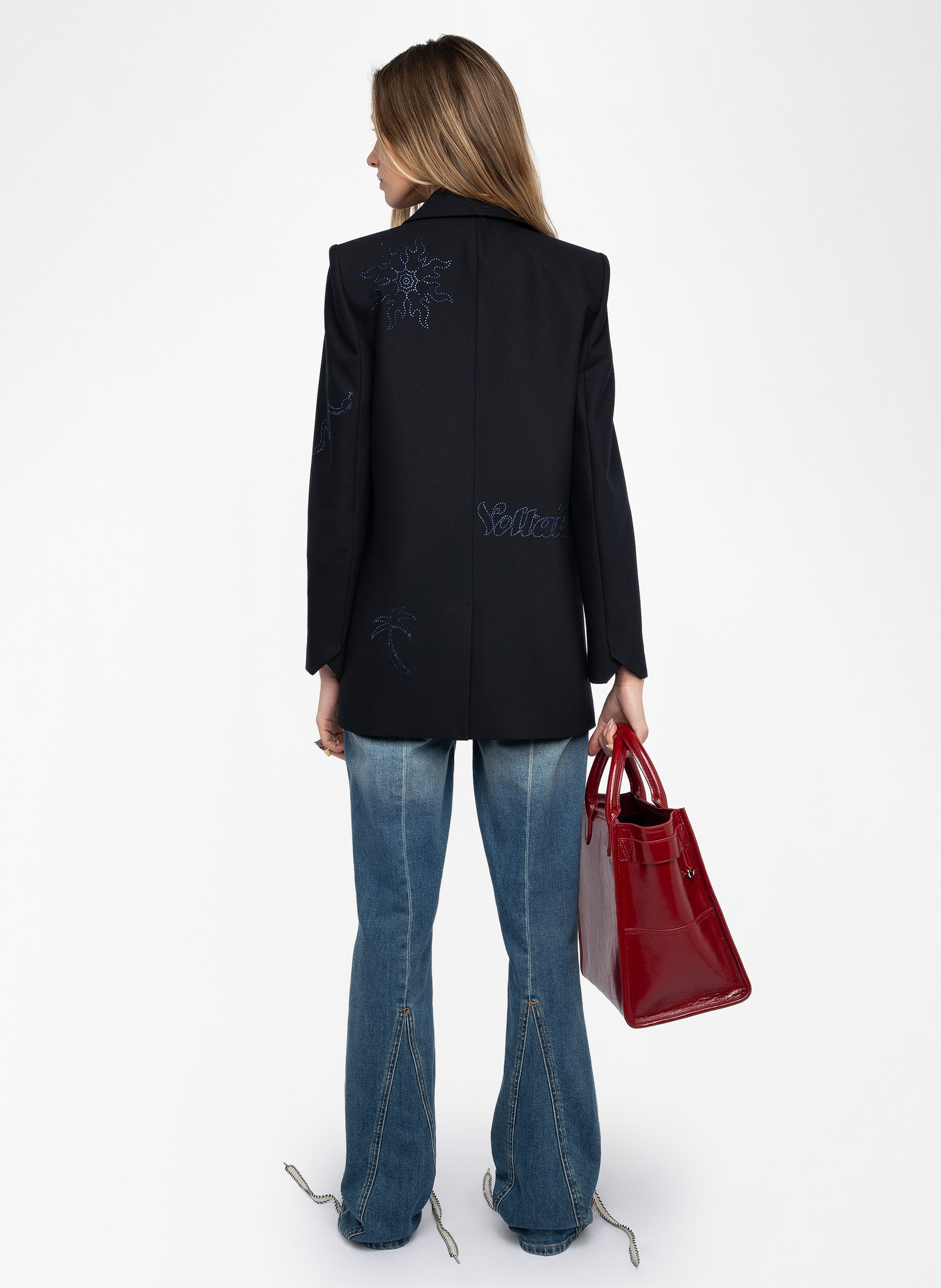 Veste col tailleur brodée ZADIG&VOLTAIRE Bleu