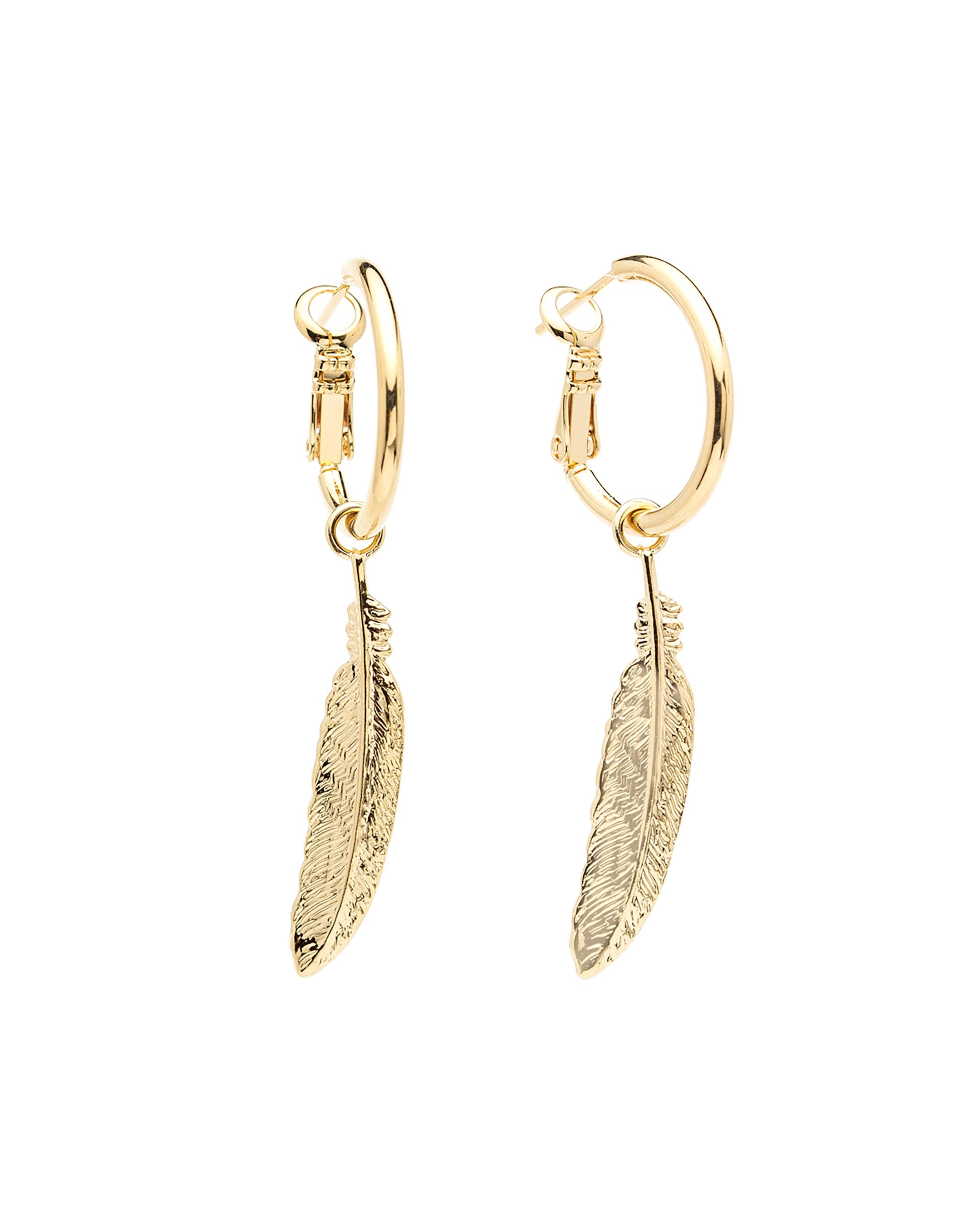 Mini silver-plated feather hoop earrings MONSIEUR SIMONE