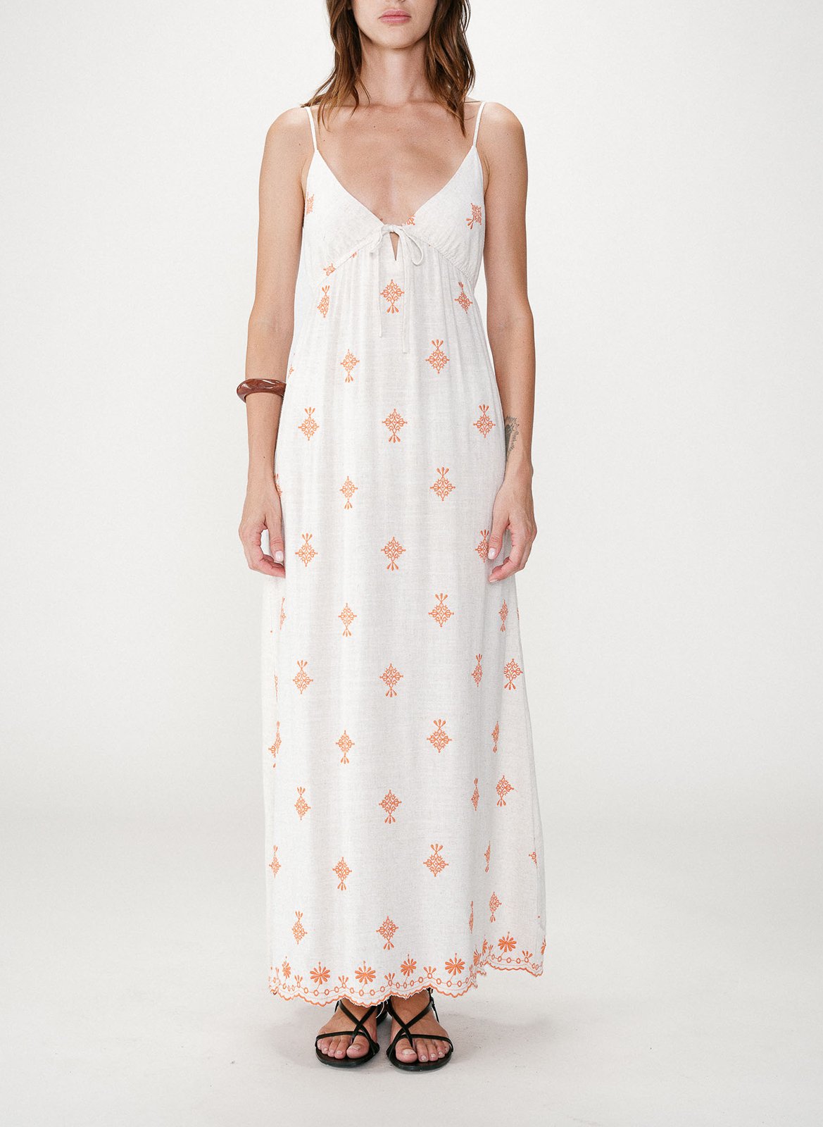 Robe longue décolleté V  GRACE ET MILA Orange