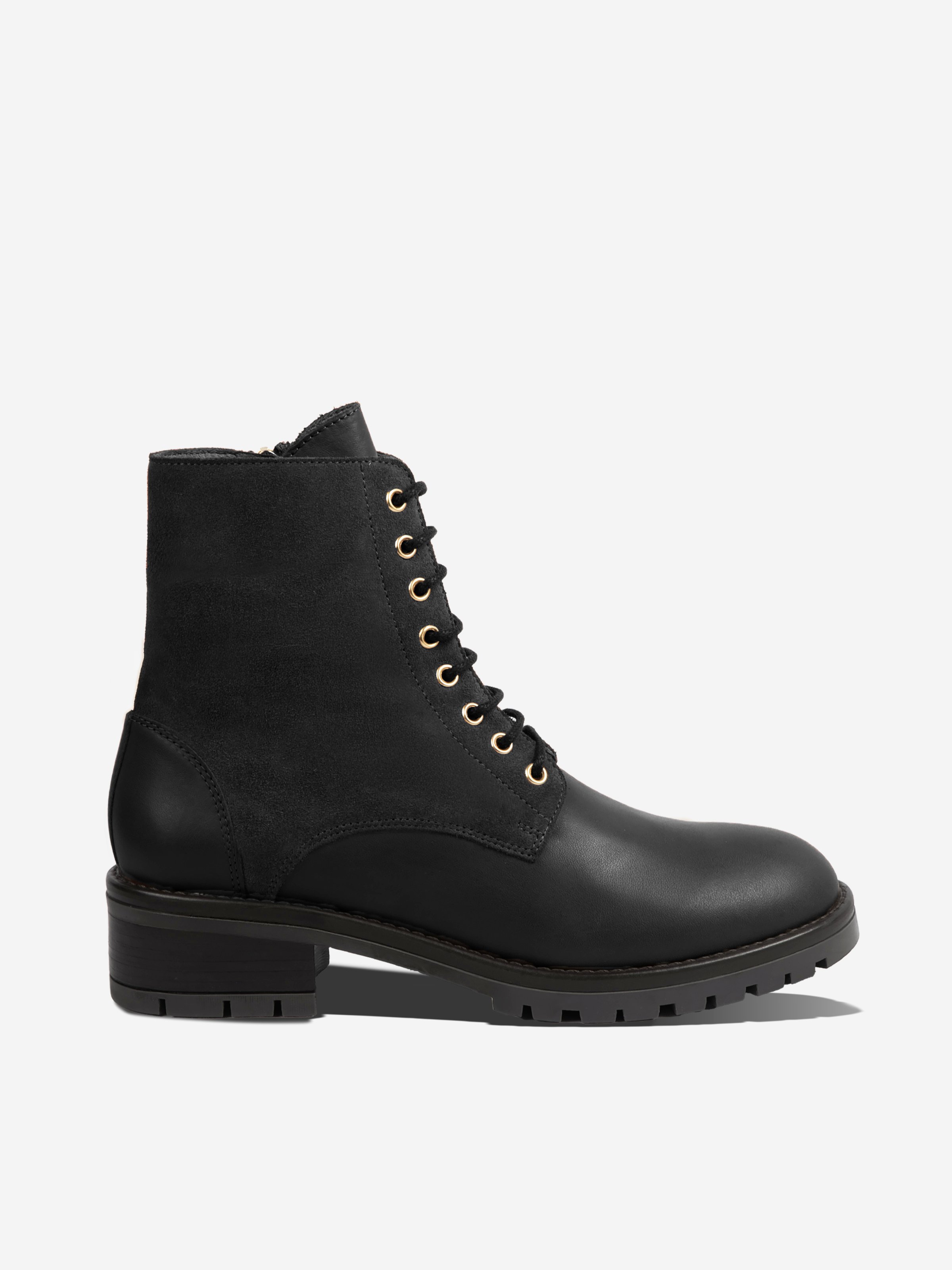 Lace-up ankle boots Romy in black suede and smooth leather JULES & JENN Black