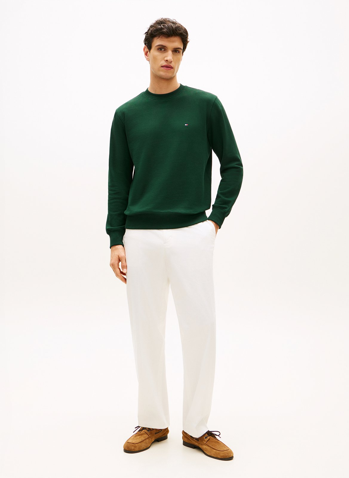 Oversized cotton sweatshirt with round neck TOMMY HILFIGER Green
