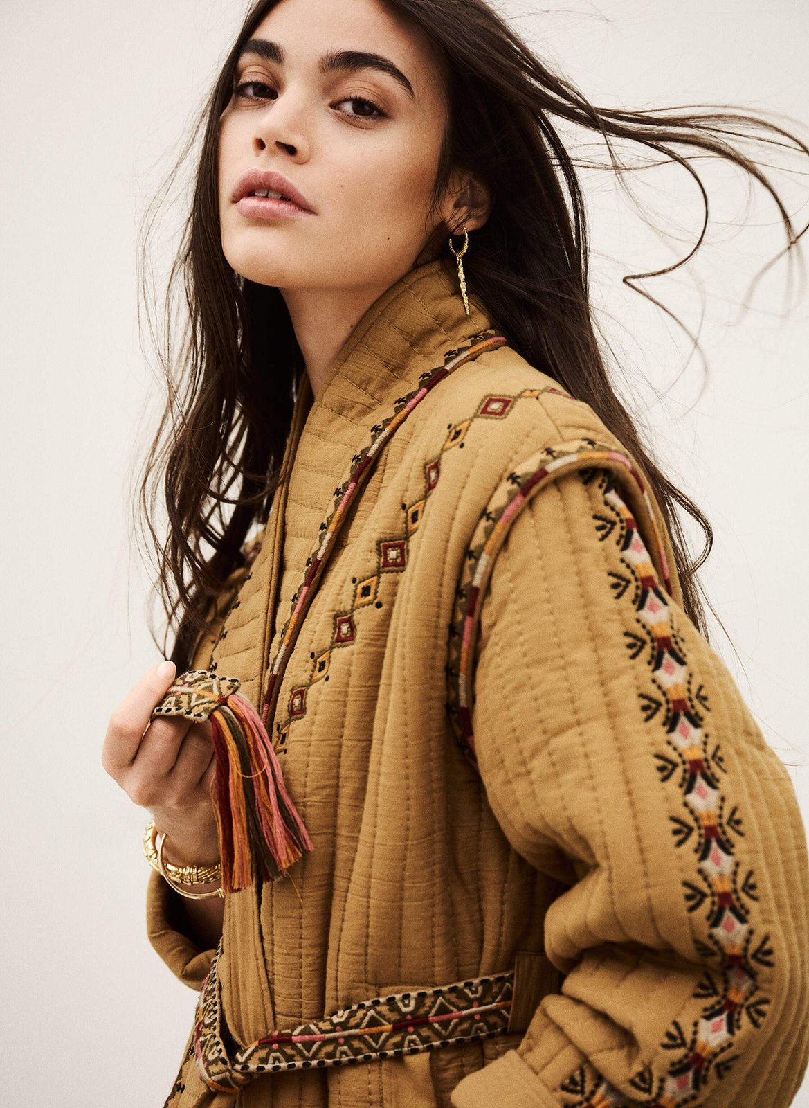 Veste col châle en coton BA&SH Marron