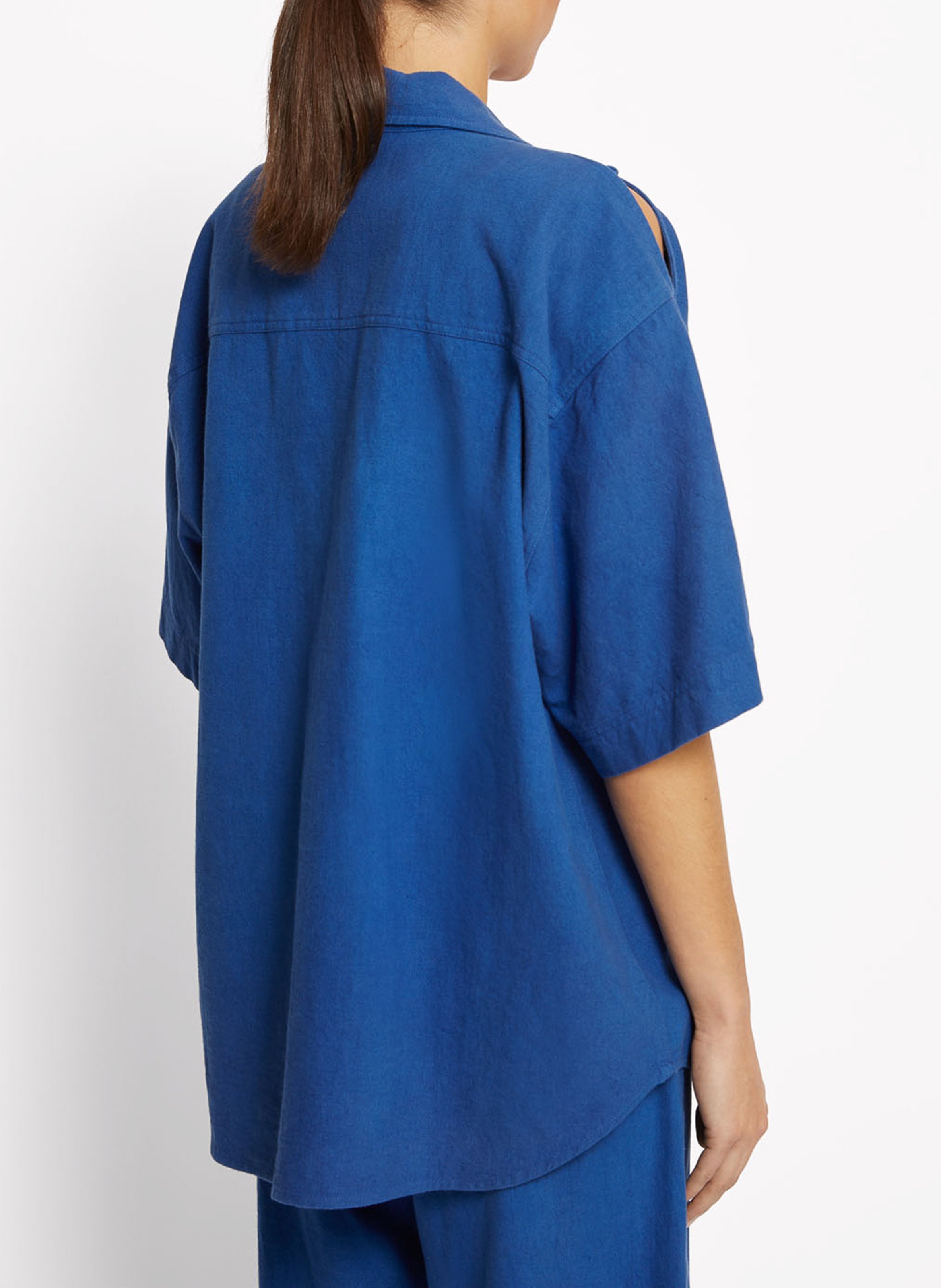 Oversize-Hemd aus Baumwolle und Leinen ROSEANNA Blau