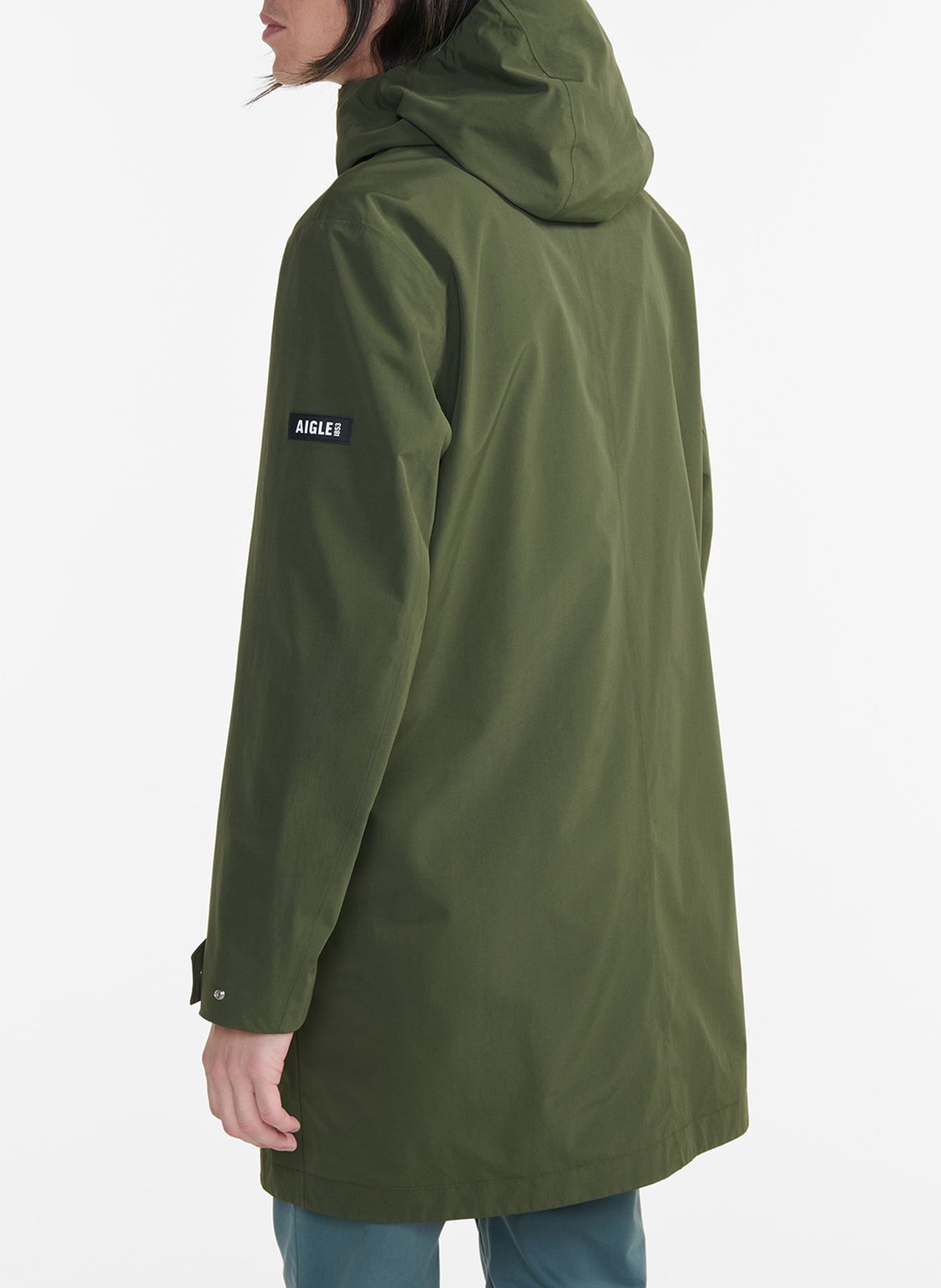 Hooded straight-cut parka in a solid color AIGLE Khaki