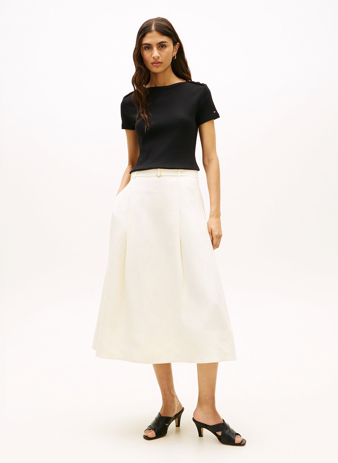 Tee-shirt droit col rond en coton TOMMY HILFIGER Noir