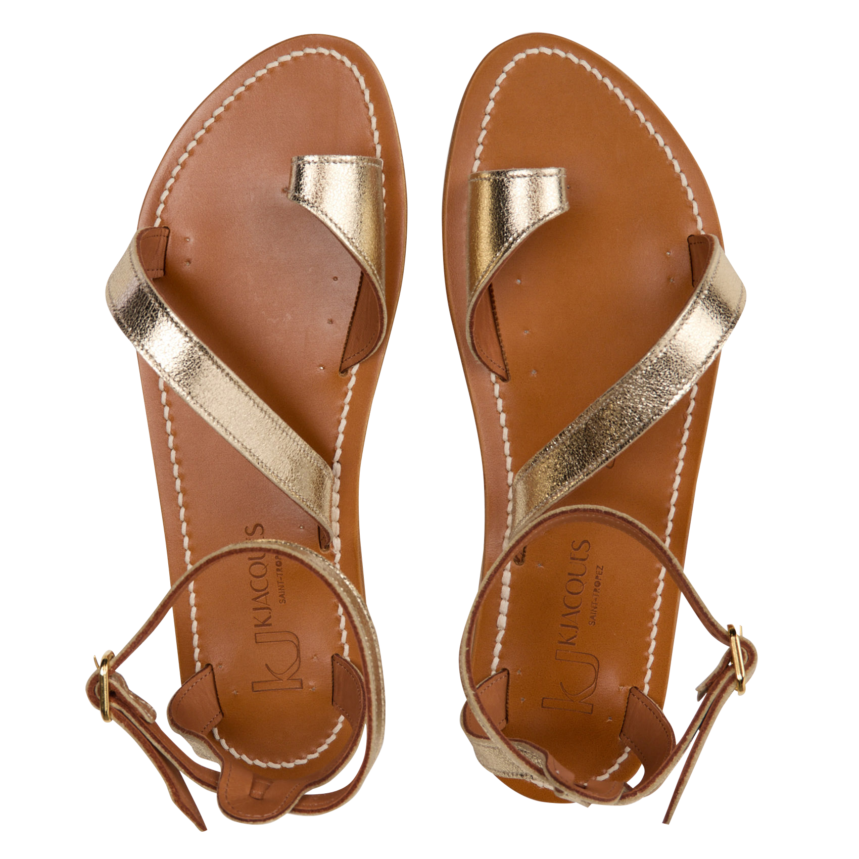 Sandales plates en cuir K JACQUES Doré