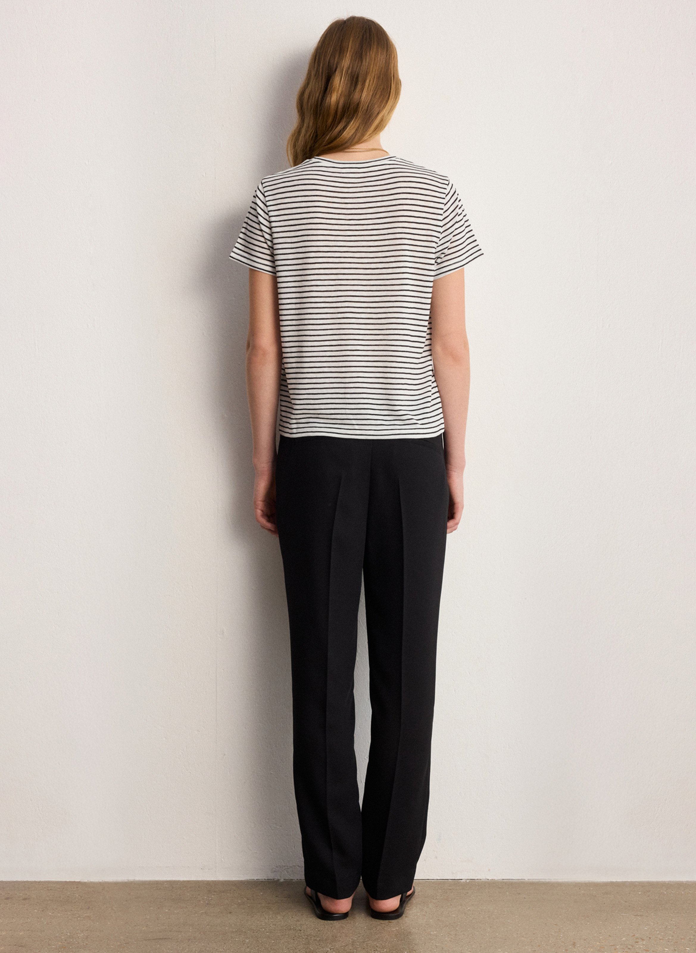 Straight round neck striped T-shirt PABLO White