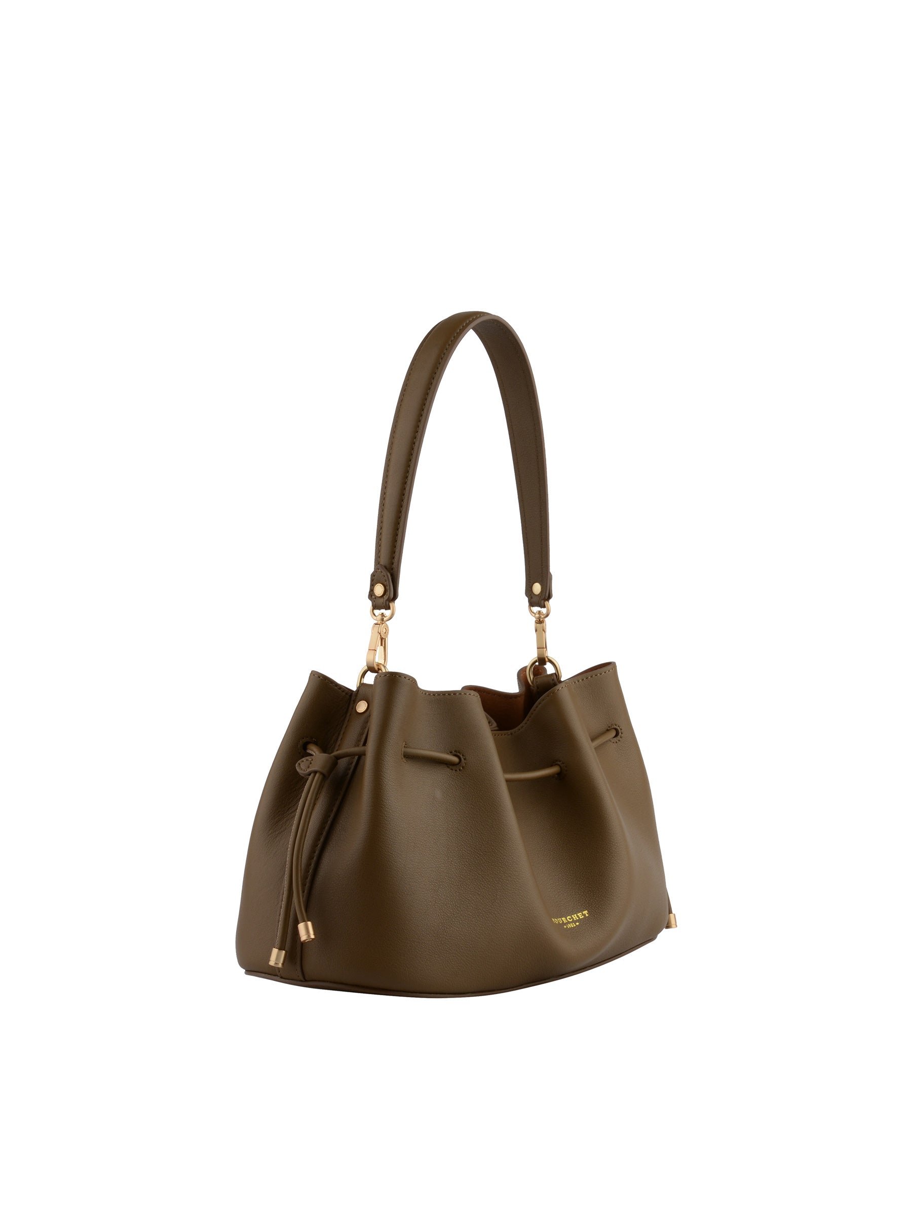 Calfskin leather shoulder bag POURCHET Brown