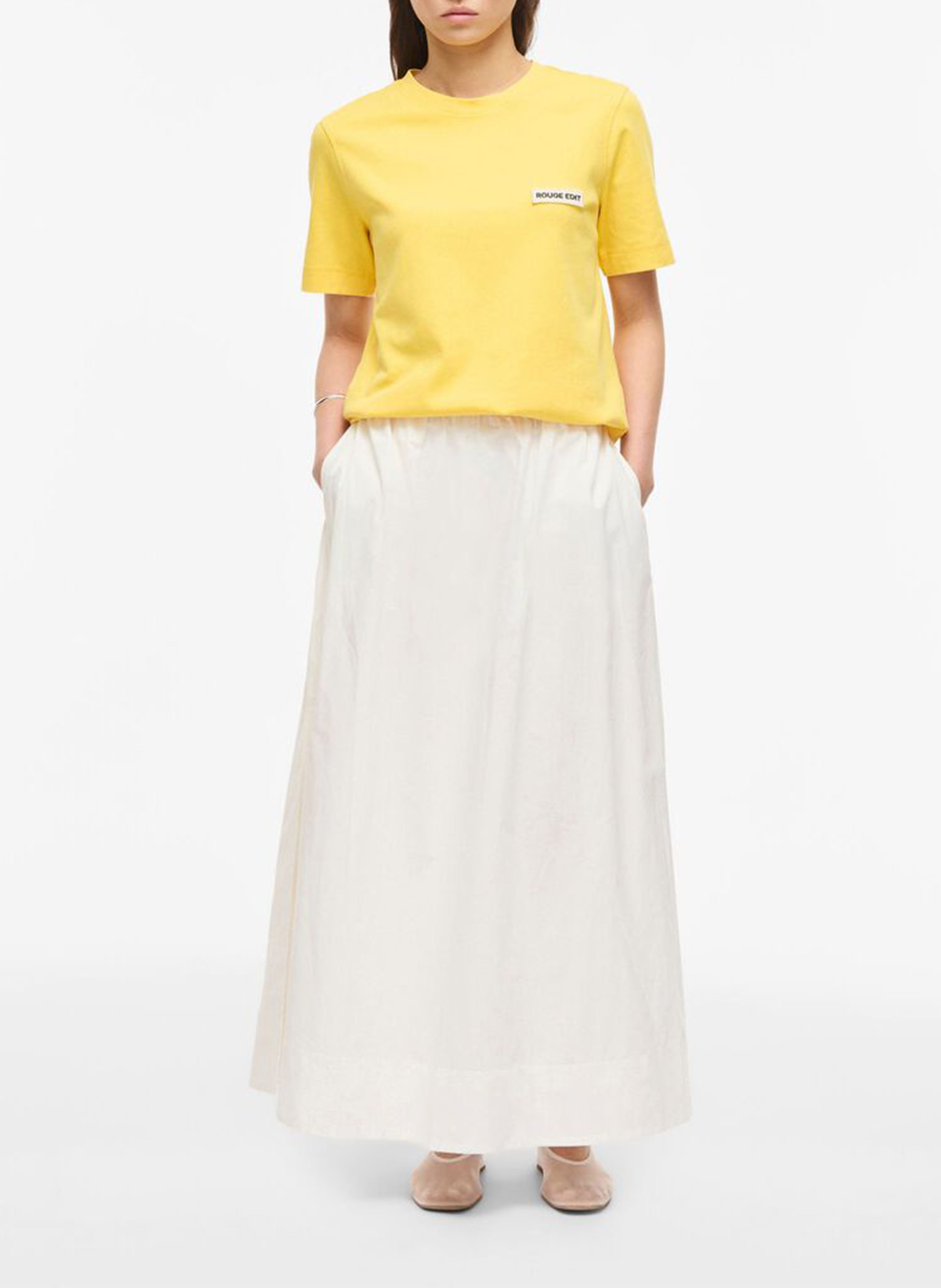 Straight round neck organic cotton t-shirt ROUGE EDIT Yellow