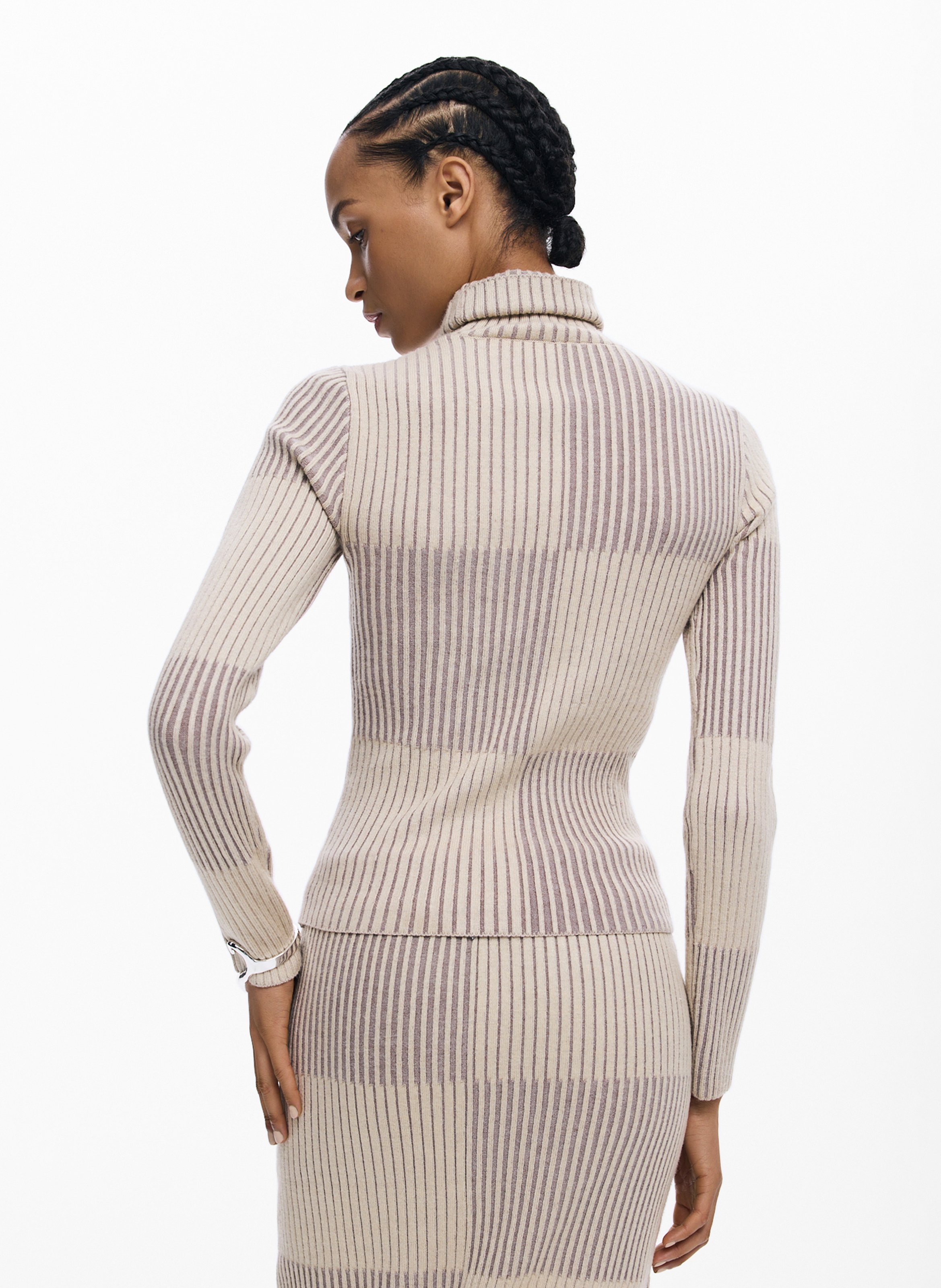 Pull col roulé DESIGUAL Marron