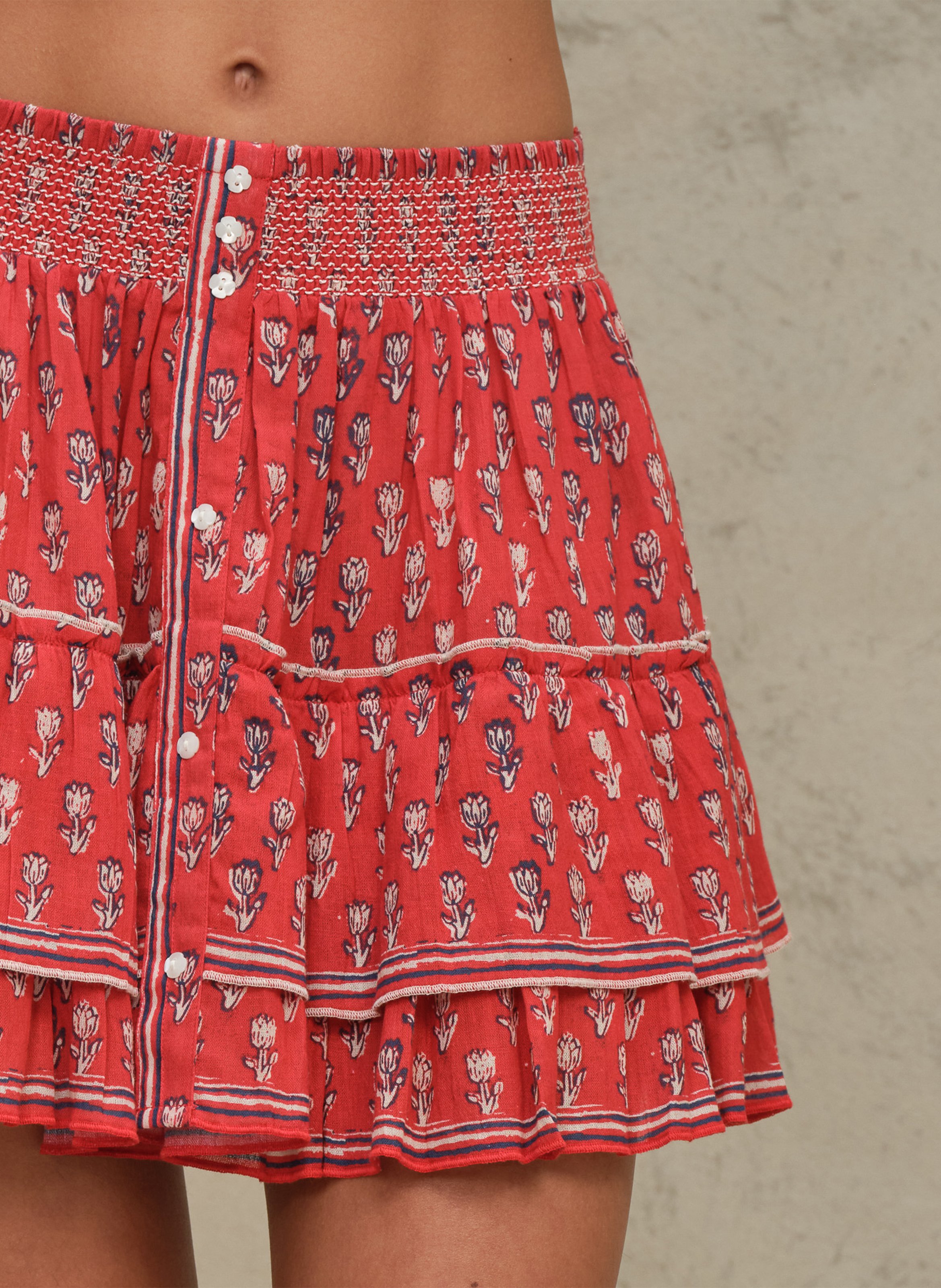 Short printed flounced skirt M.A.B.E Red