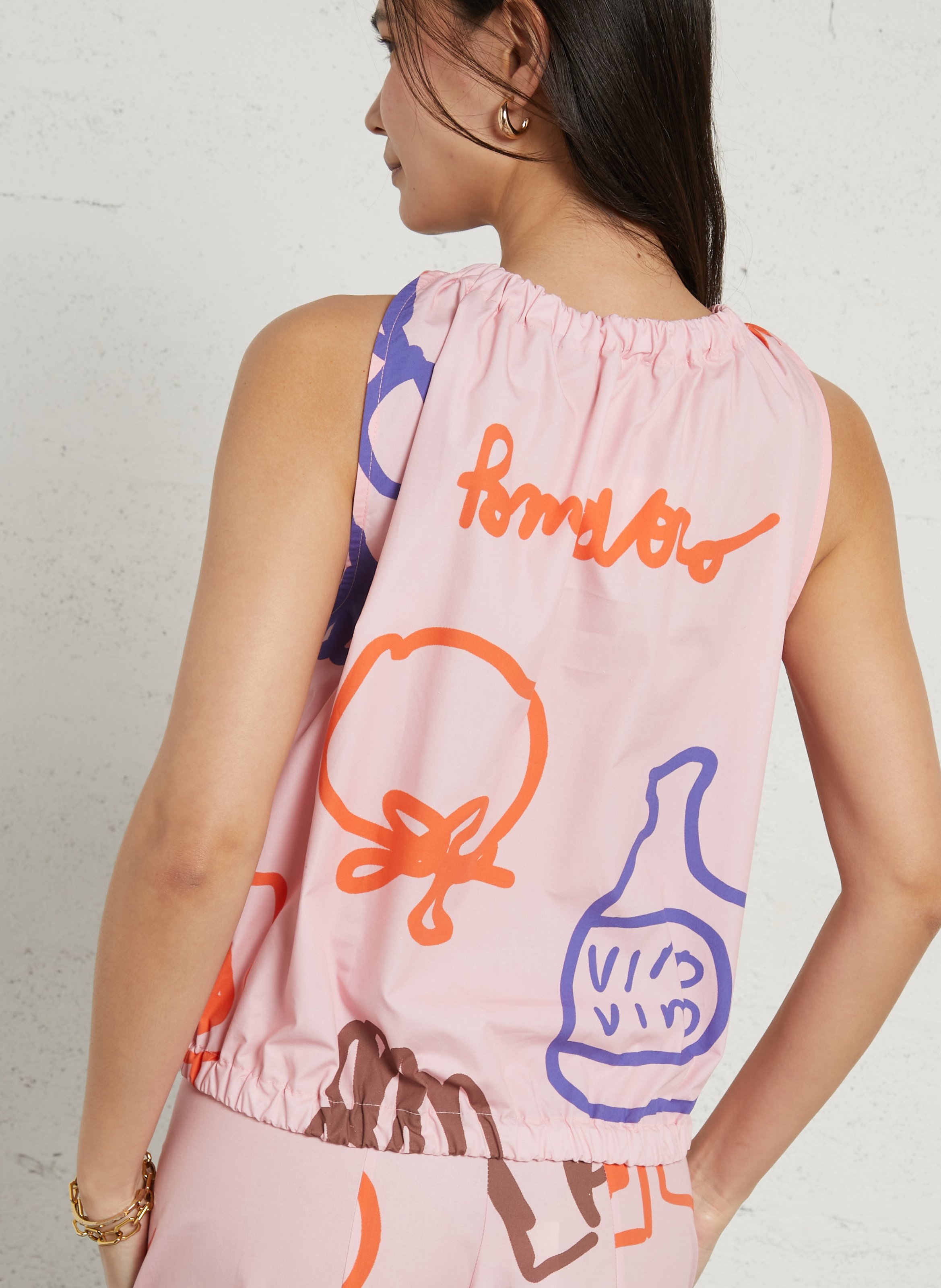 Round-neck striped top  DR BLOOM Pink